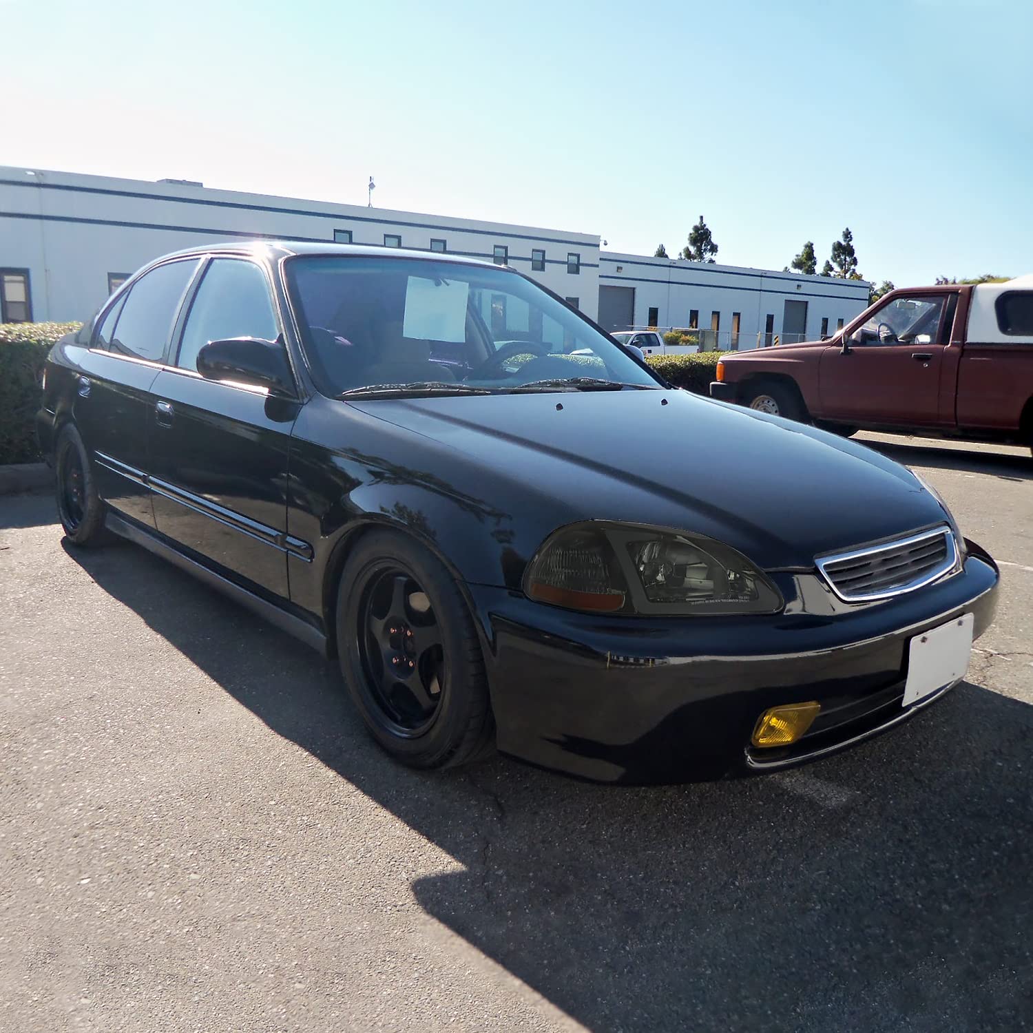 Smoke Headlights w/LED Tube Bar Spec-D Tuning Compatible with 1996-1998 Honda Civic 2/4Dr