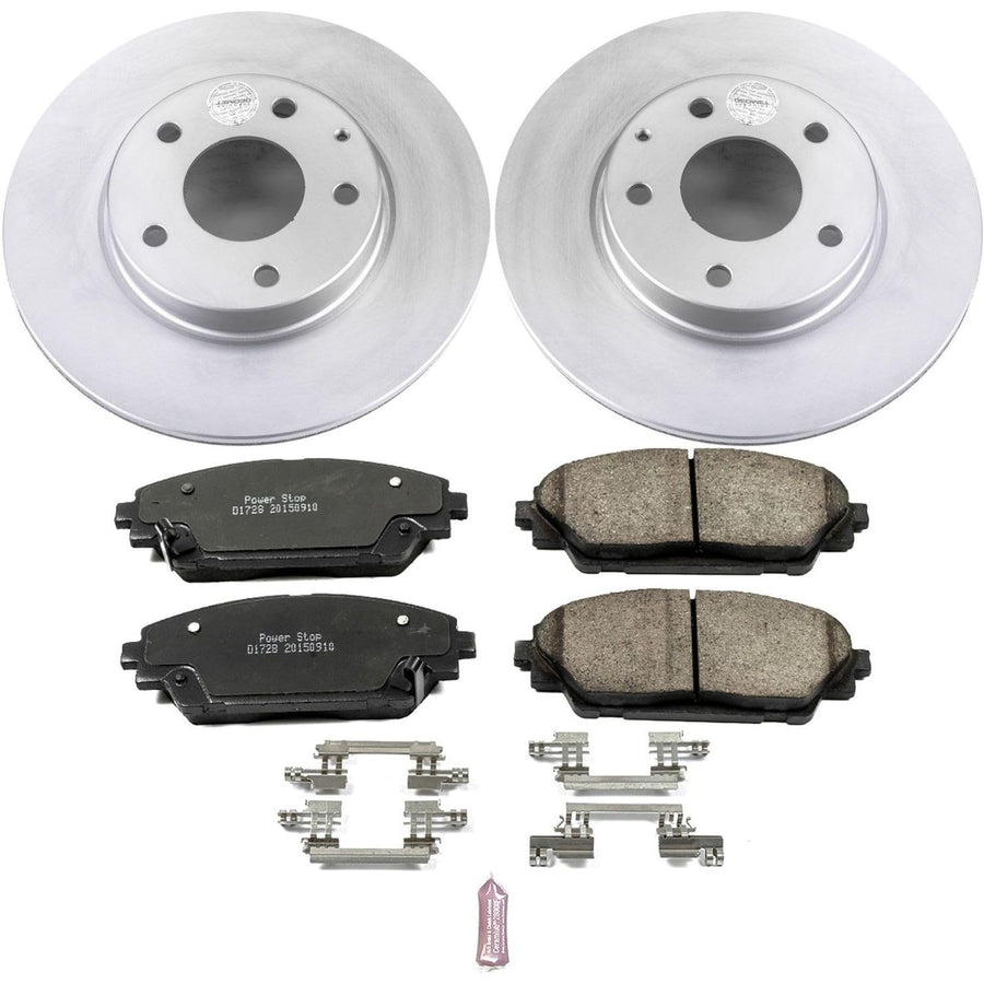 Power Stop Coated Brake Rotor and CRK6974 Ceramic Brake Pads- Front For Mazda 3 2014-2016, Mazda CX-3 2016-2021 [Model Specific]