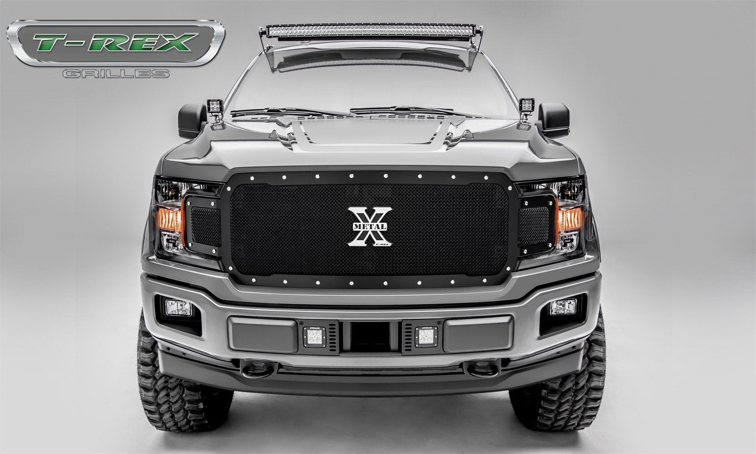 X-Metal Grille, 2018-2020 F-150, Black, 1 Pc, Replacement, Chrome Studs, Does Not Fit Vehicles with Camera - PN #6715711