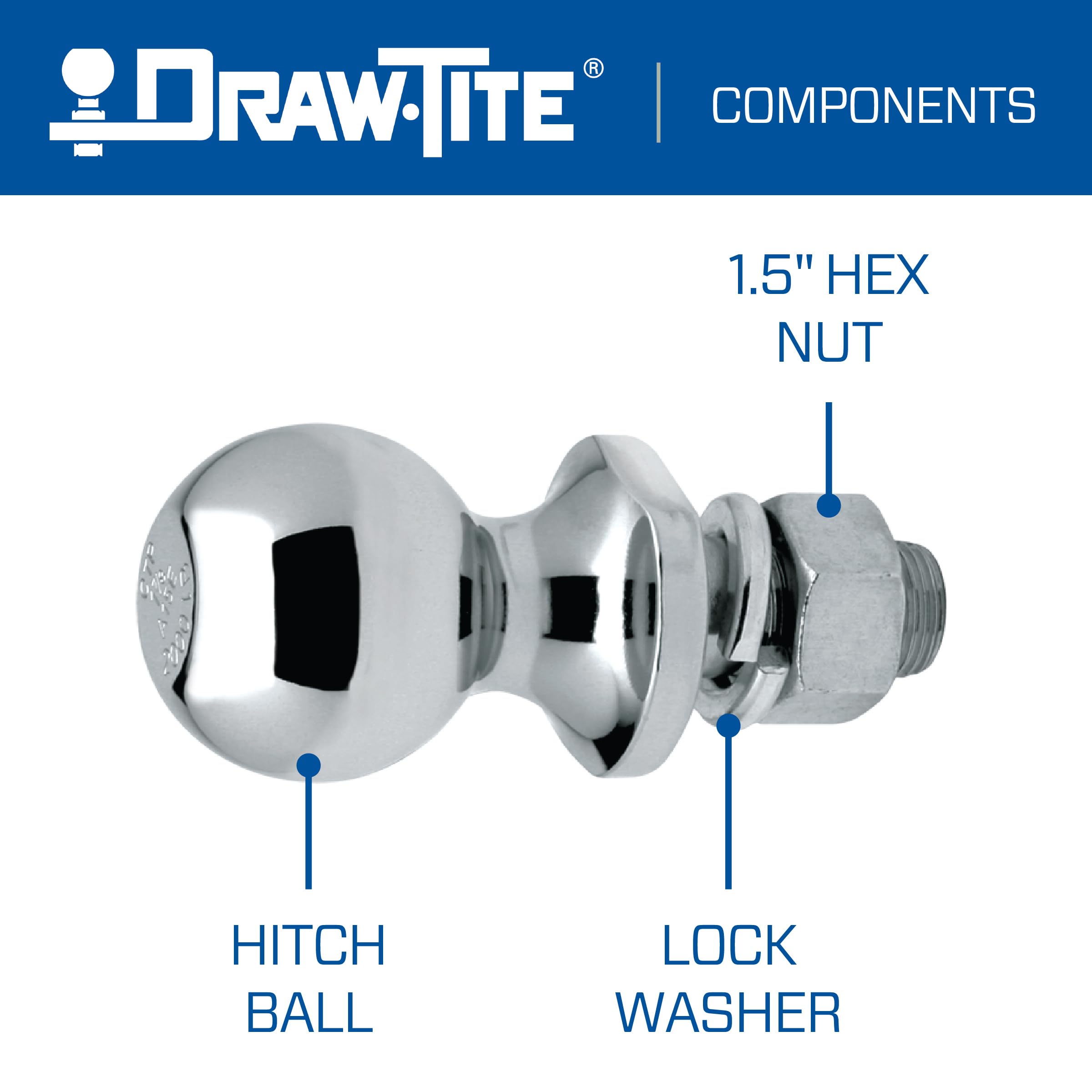 Reese Tow Ready 63816 Class I Hitch Ball, Chrome - 1-7/8" Ball x 1" x 2-1/8", 2,000 lbs.