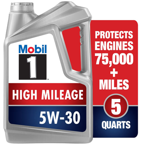 5 Quart Mobil 1 High Mileage Full Synthetic Motor Oil 5W-30