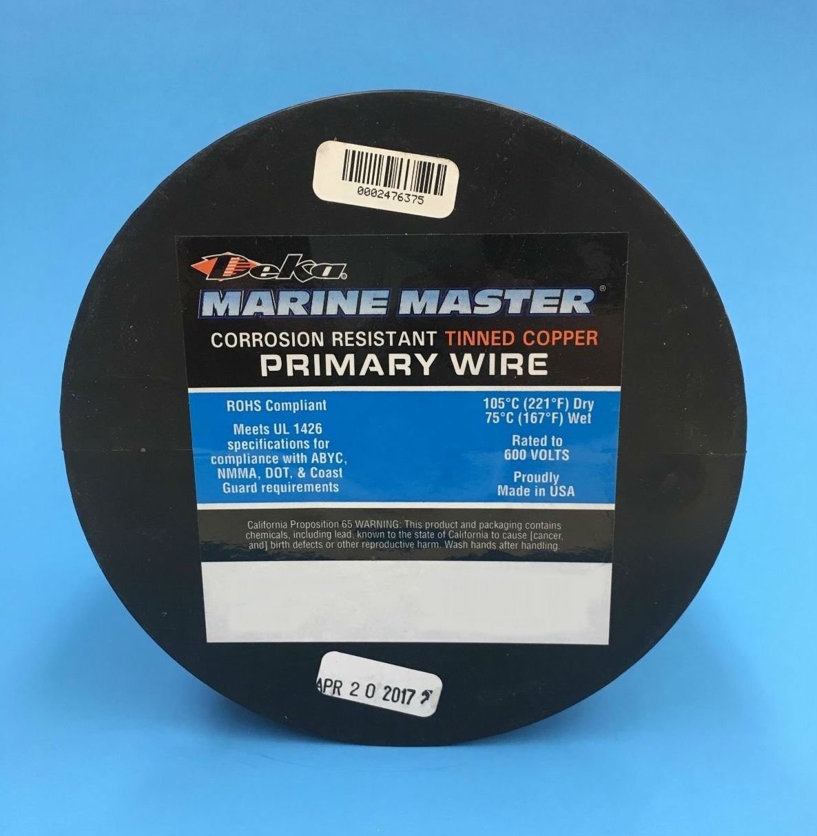 Marine Tinned Copper DEKA 16AWG Black Boat Stranded Wire 100 Feet Made in USA