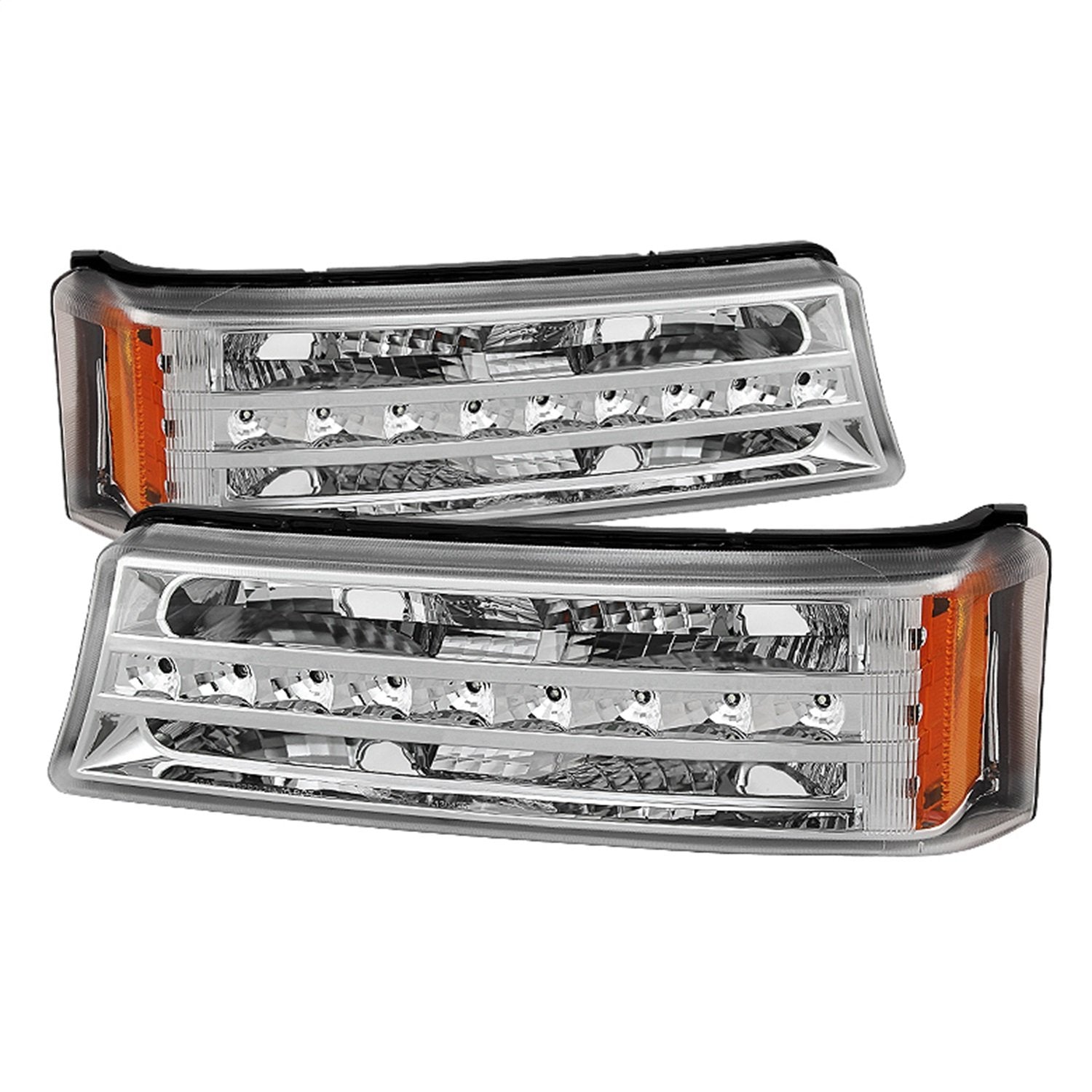 LED Front Bumper Lights Chrome/Clear xTune Auto 9027499