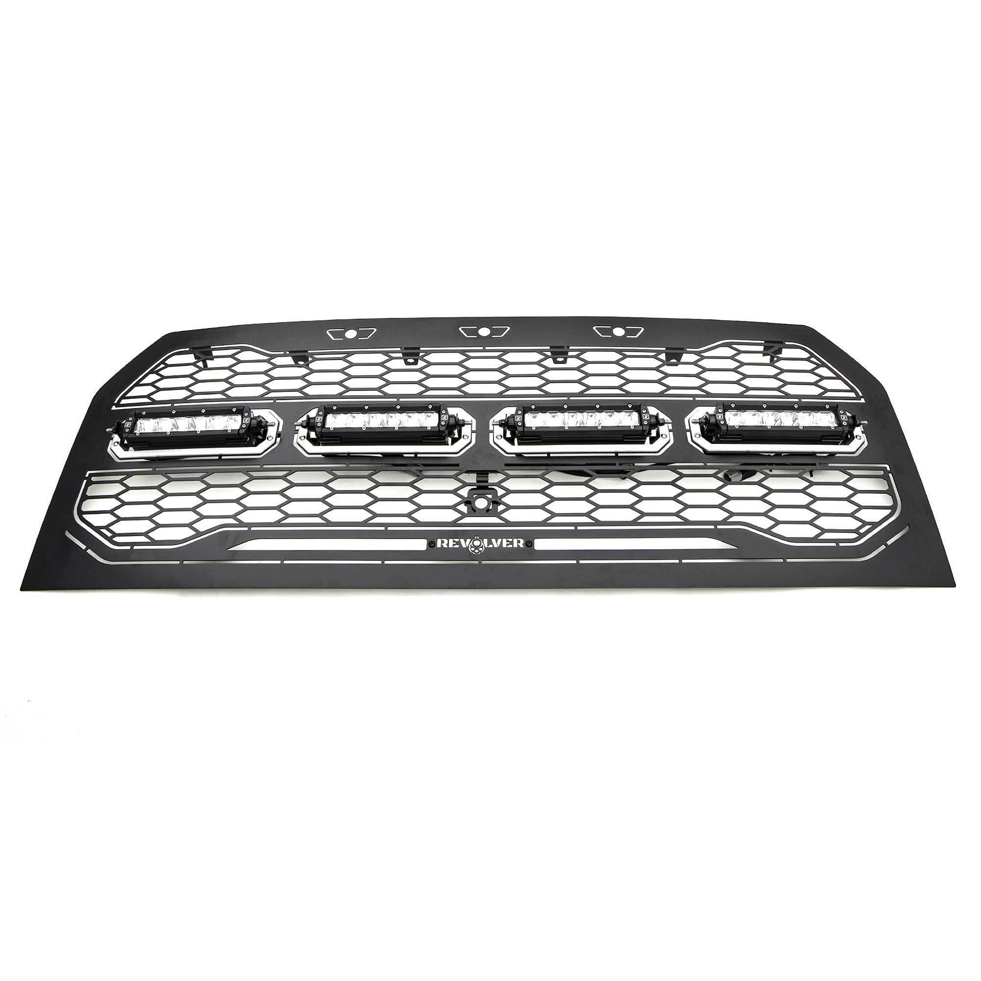 T-Rex Grilles Revolver Grille, 2015-2017 F-150, Black, 1 Pc, Replacement with (4) 6" LEDs, Fits Vehicles with Camera - PN #6515741