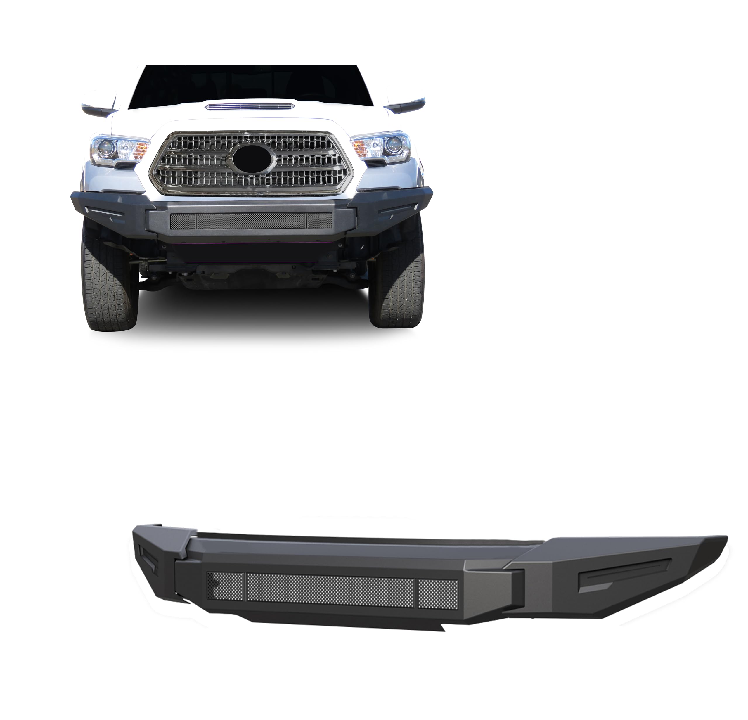 Armour II Heavy Duty Black Horse Modular Front Bumper Modular Matte Black Compatible with 2016-2023 Toyota Tacoma-AFB-TA21-BU