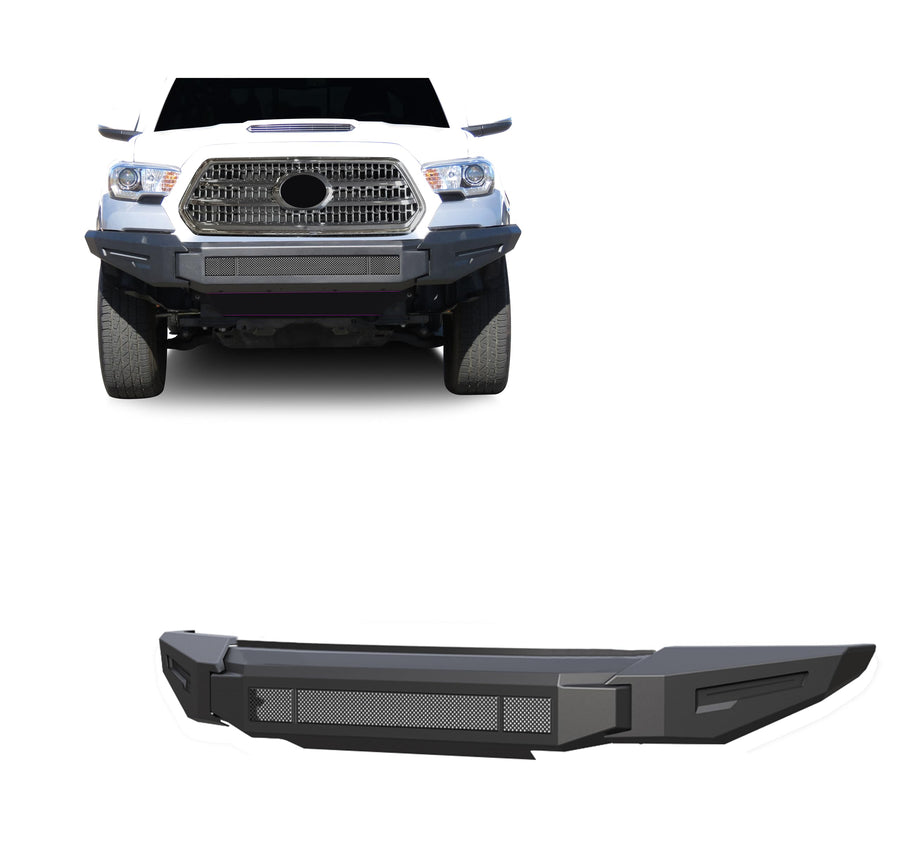 Armour II Heavy Duty Black Horse Modular Front Bumper Modular Matte Black Compatible with 2016-2023 Toyota Tacoma-AFB-TA21-BU