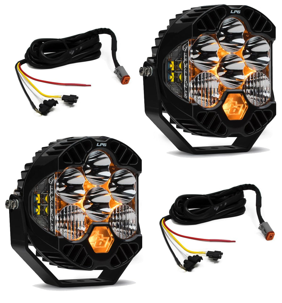 Baja Designs LP6 LED Pro Light Kit Bumper for Jeep Gladiator 2020-22, Wrangler JL 2018-22 with OEM Steel Bumper - Includes Wiring Harness (Driving/Combo Clear Lens)