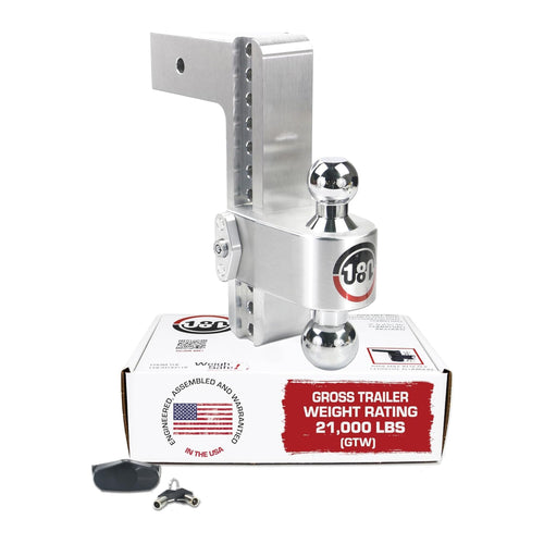 Weigh Safe Adjustable Trailer Hitch Ball Mount - 4" Hitch Adjustable Drop for 3" Receiver - Premium Heavy Duty Aluminum Trailer Tow Hitch w/ Chrome Plated Tow Balls (2" & 2 5/16") - 21,000 GTW