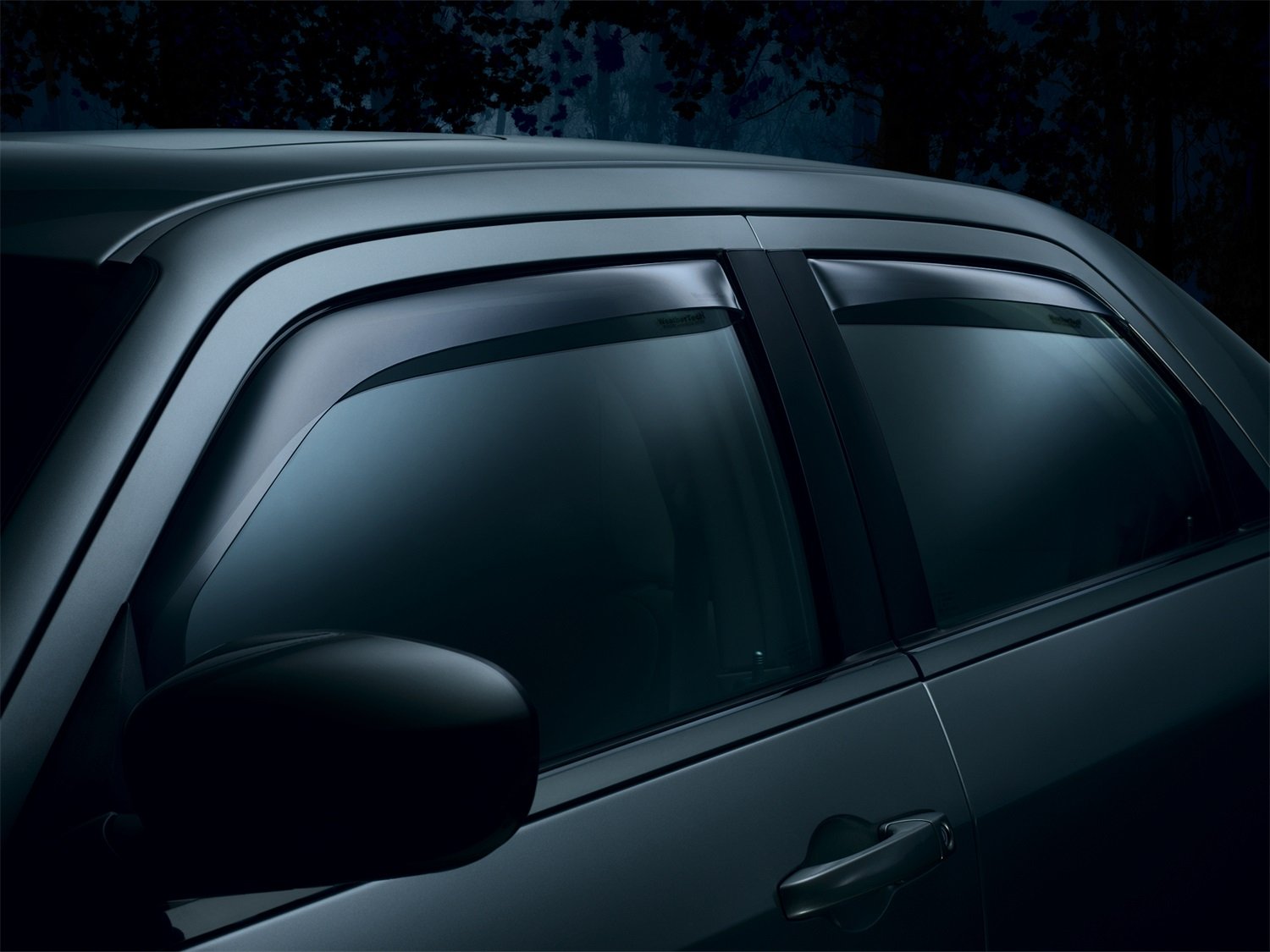 WeatherTech Side Window Deflectors Custom Fit for Ford F-150 SVT Raptor, F-150 - (84697), Front & Rear Set - Dark Tint