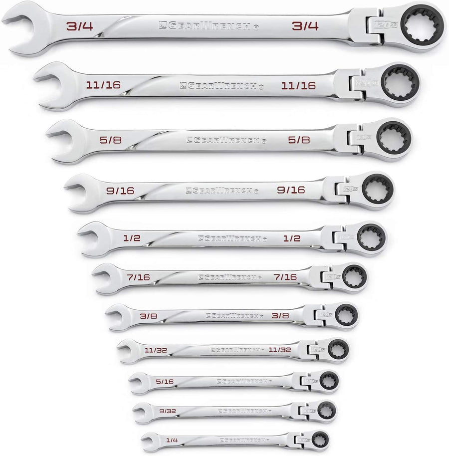 11 Pc. GEARWRENCH 120XP Universal Spline XL Flex Head Ratcheting Combination SAE Wrench Set - 86247