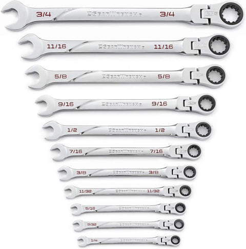 11 Pc. GEARWRENCH 120XP Universal Spline XL Flex Head Ratcheting Combination SAE Wrench Set - 86247