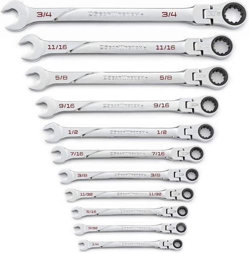 11 Pc. GEARWRENCH 120XP Universal Spline XL Flex Head Ratcheting Combination SAE Wrench Set - 86247