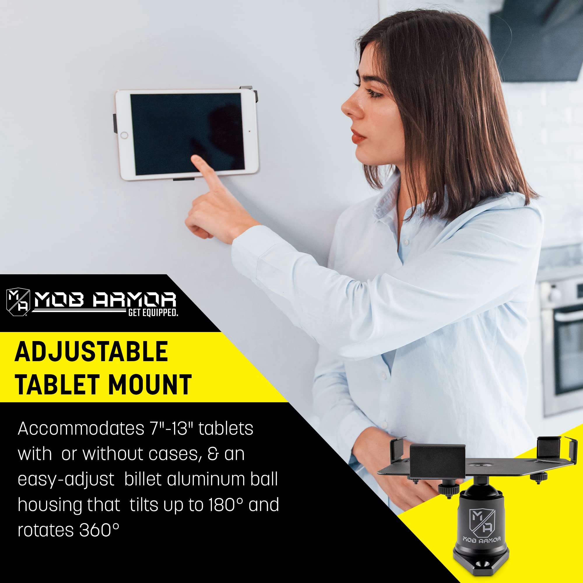 Mob Armor Maxx Tab Mount Direct Permanent Tablet Holder - Heavy Duty Mount for iPad, Android & Surface Devices, Fixed Mounting Solution with Secure, Steel Base for Home, Office & Vehicle Installations
