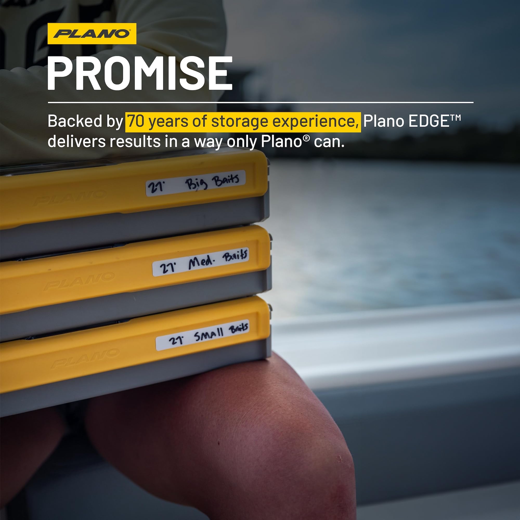 Plano 3700 EDGE Premium Deep Tackle Utility Box, Clear and Yellow, Waterproof and Rust-Resistant Bait and Terminal Tackle Storage Organization Box