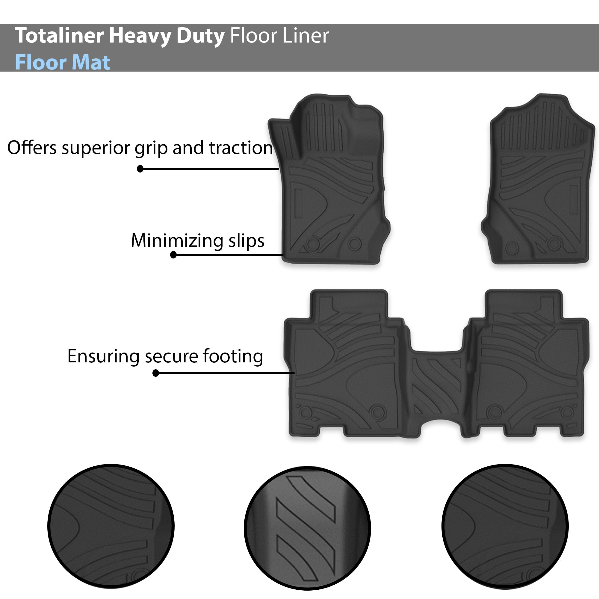TOTALINER Black Horse Heavy Duty Floor Mat Anti-Skid Black 1.37'' Thickness Compatible with 2021-2025 Ford Bronco-FMFBR22