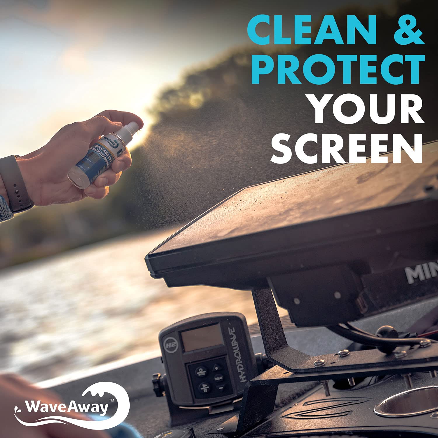 T-H Marine Wave Away Screen Cleaner Kit Sonar & GPS – Ammonia-Free LCD Cleaner with Microfiber Cloth – Drip-Resistant, Streak-Free Solution for Electronics & Sunglasses – 1.5oz