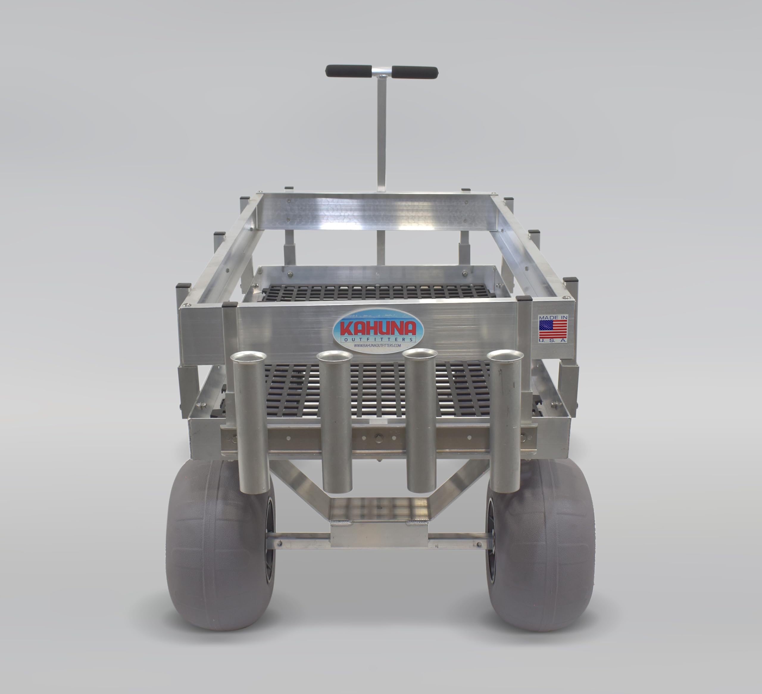 Kahuna Big Aluminum Beach Wagon with Lightweight UV Deck! Rod Holders-Balloon Sand Tires-Walls-Made in USA!