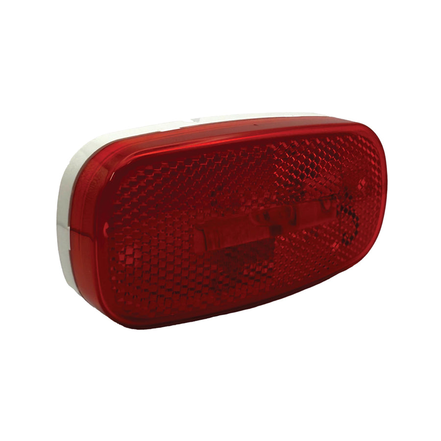 Red RV Designer Oblong Reflex Incandescent Marker Light With White Base, DOT-Compliant