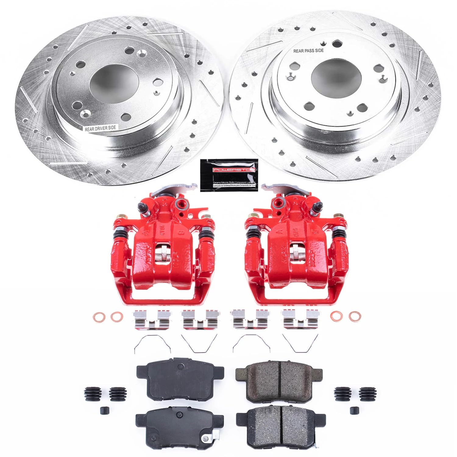 Power Stop Z23 Daily Driver KC5368A Rear Brake Caliper Kit-Drilled/Slotted Rotor, Brake Pads & Calipers For Honda Accord 2013-2017 [Model Specific]