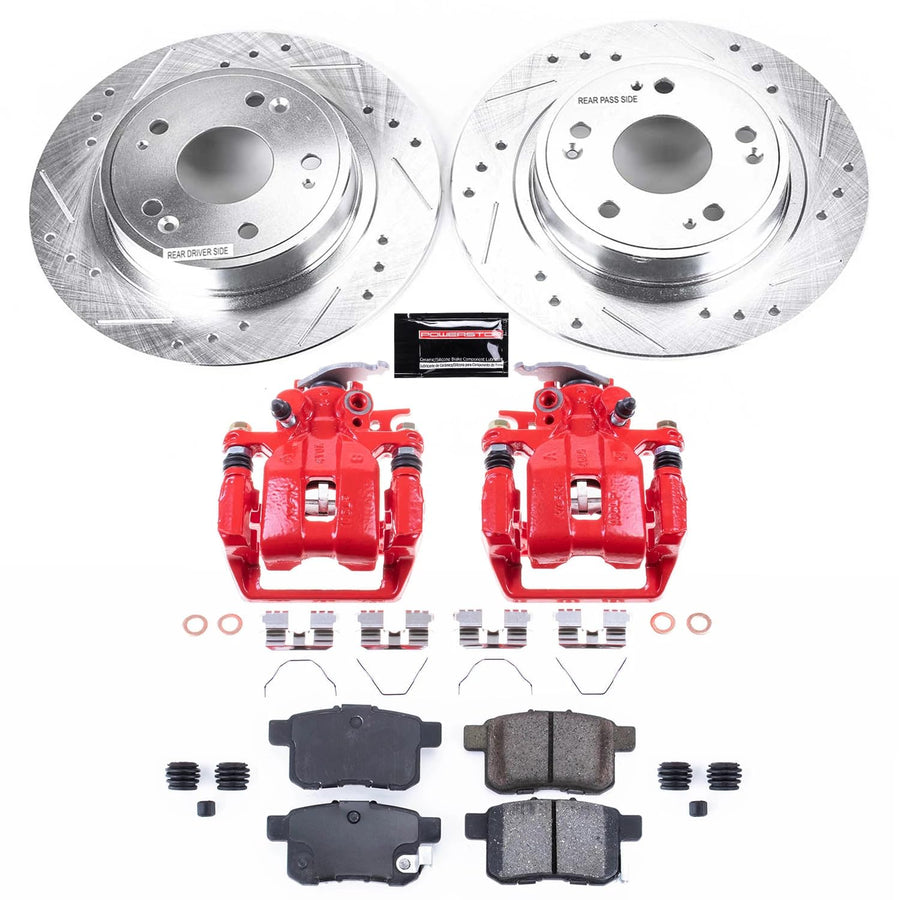Power Stop Z23 Daily Driver KC5368A Rear Brake Caliper Kit-Drilled/Slotted Rotor, Brake Pads & Calipers For Honda Accord 2013-2017 [Model Specific]