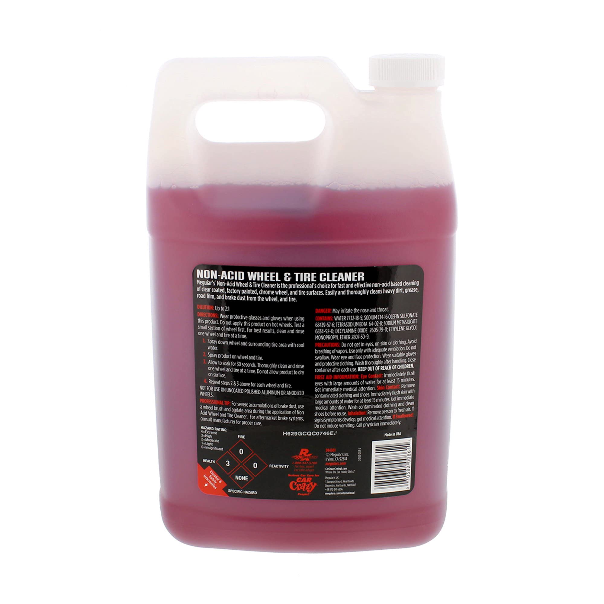 Non Acid Meguiar's D14301 Tire and Wheel Cleaner, Pre-Diluted, No Mixing Required Car Wheel Cleaner - 1 Gallon Wheel Cleaner 128 Fl Oz