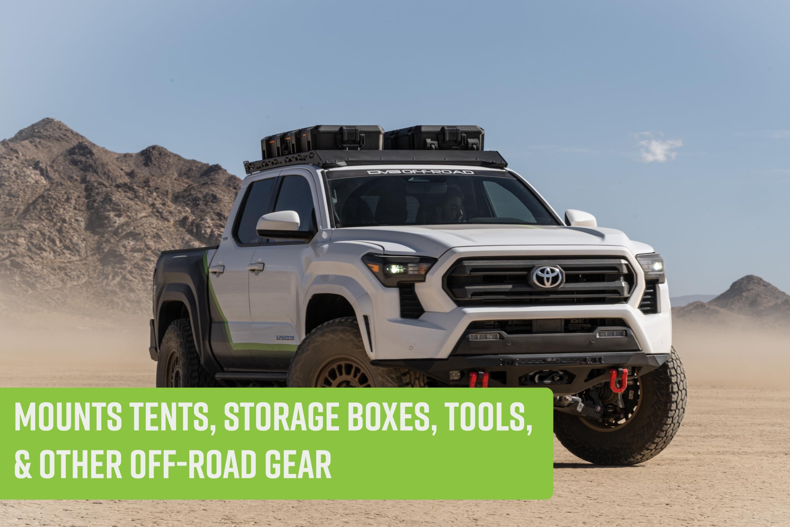 Offroad DV8 Roof Rack for 2024-2025 Toyota Tacoma Double Cab | Mounts Tents, Storage Boxes, Tools, & More | Ultra Low-Profile Fitment | Integrated Mounting Points for Accessories | Durable Aluminum
