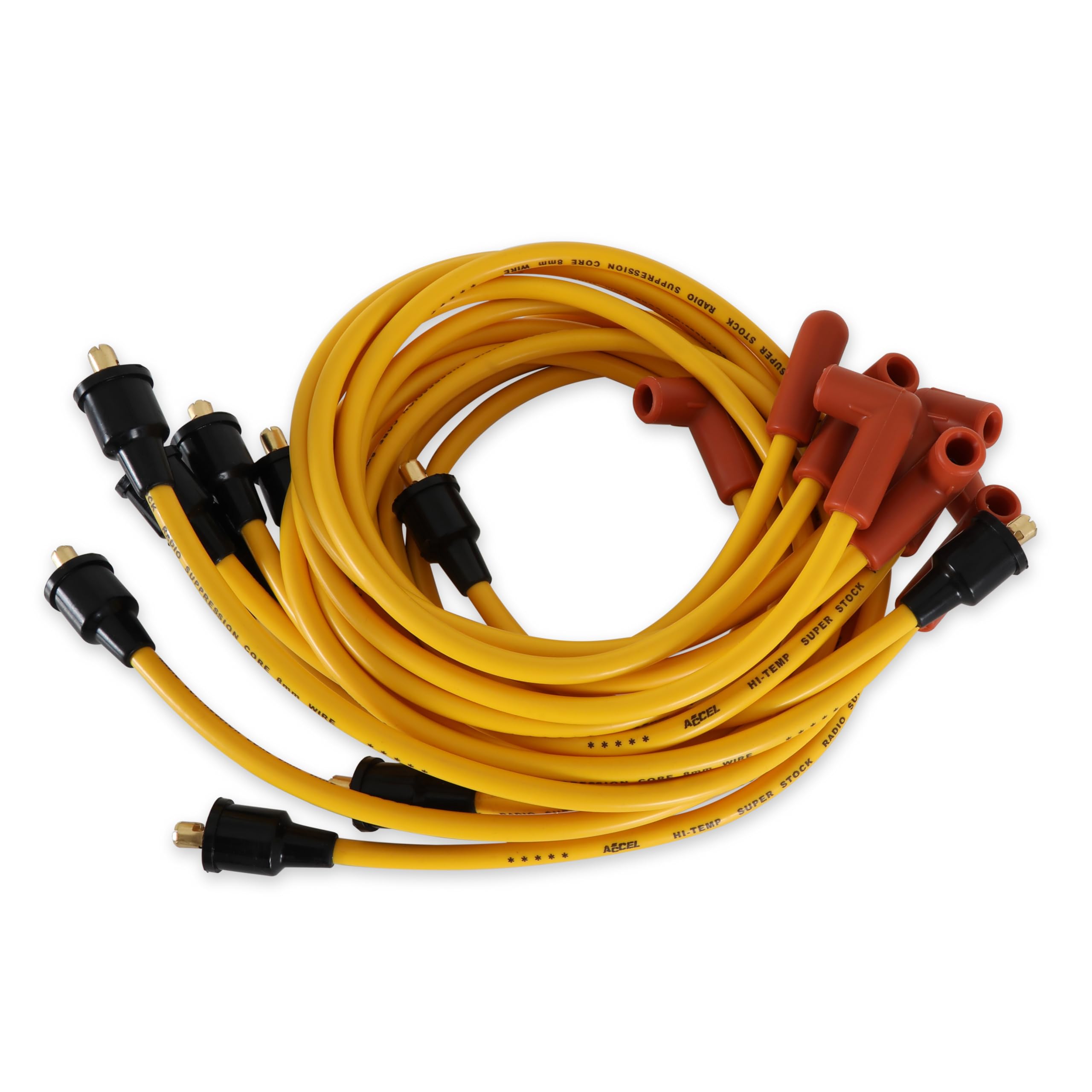 Spark Plug Wire Set ACCEL 4042 - Super Stock Graphite Core 8mm - Yellow