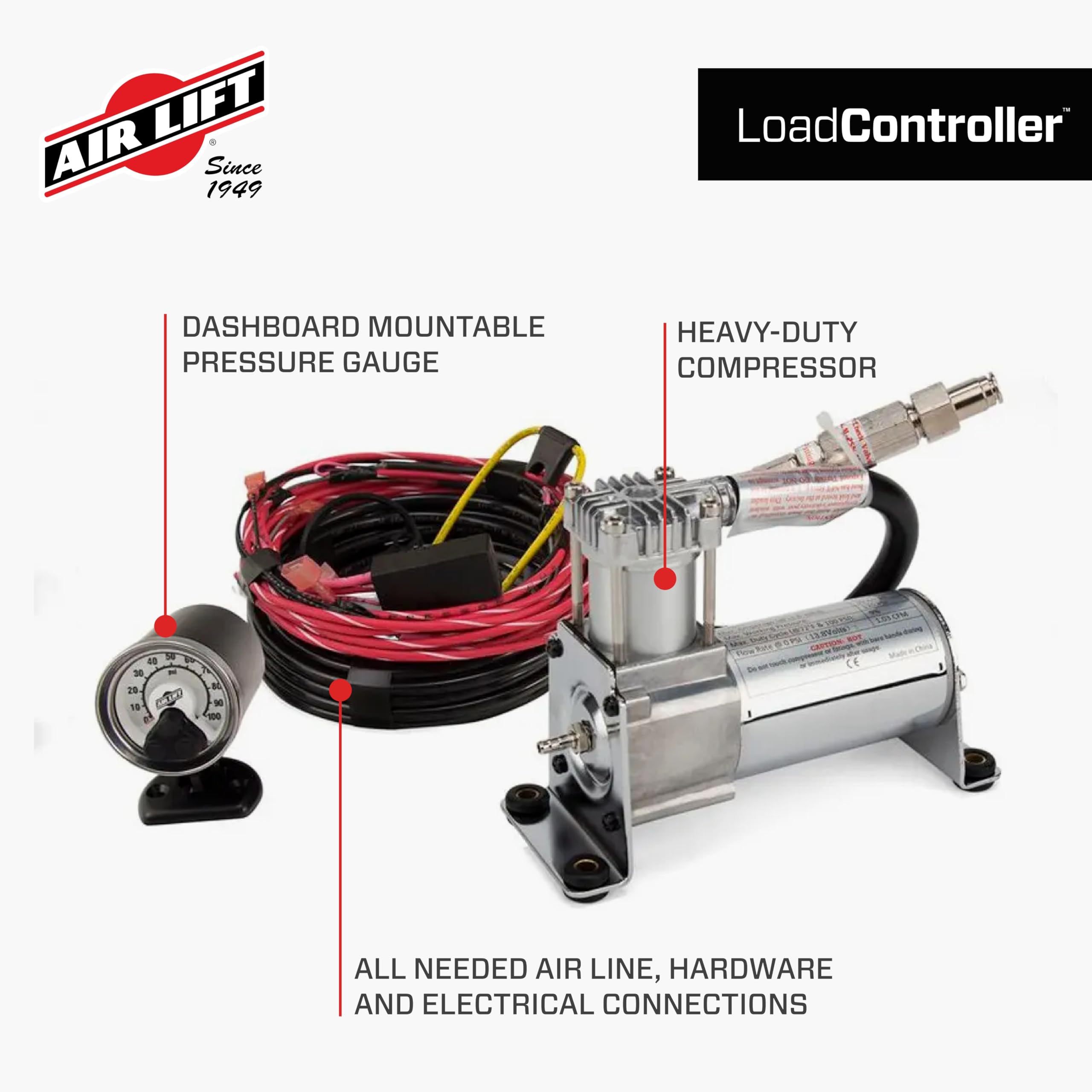 Air Lift Single LoadController On-Board Air System with Heavy-Duty Compressor - 25854