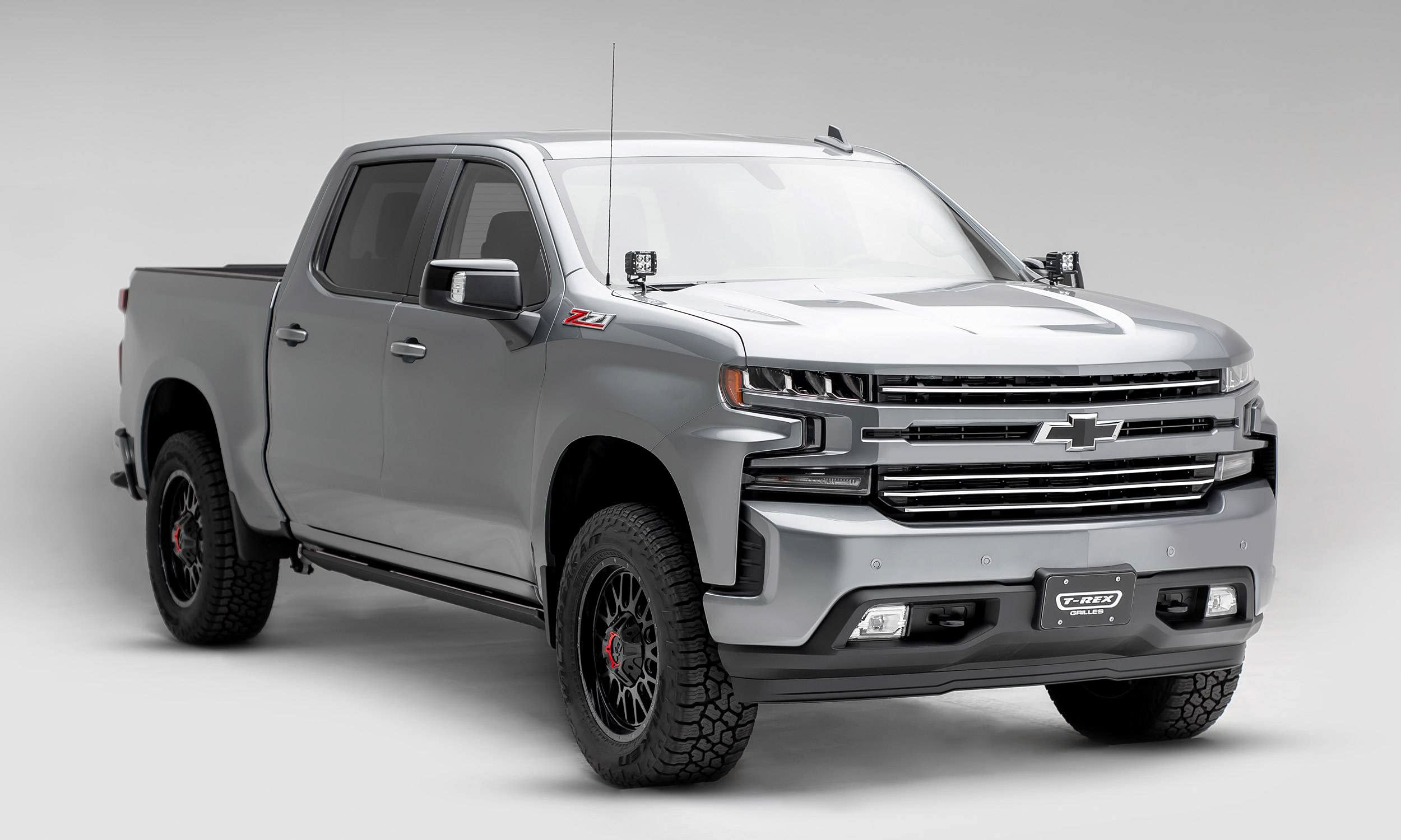 Silverado 1500 2019-2022 Trail Boss, RST, LT Round Billet Grille, Horizontal Round, Brushed, 4 Pc, Overlay, Does Not Fit Vehicles with Camera - PN #6211233