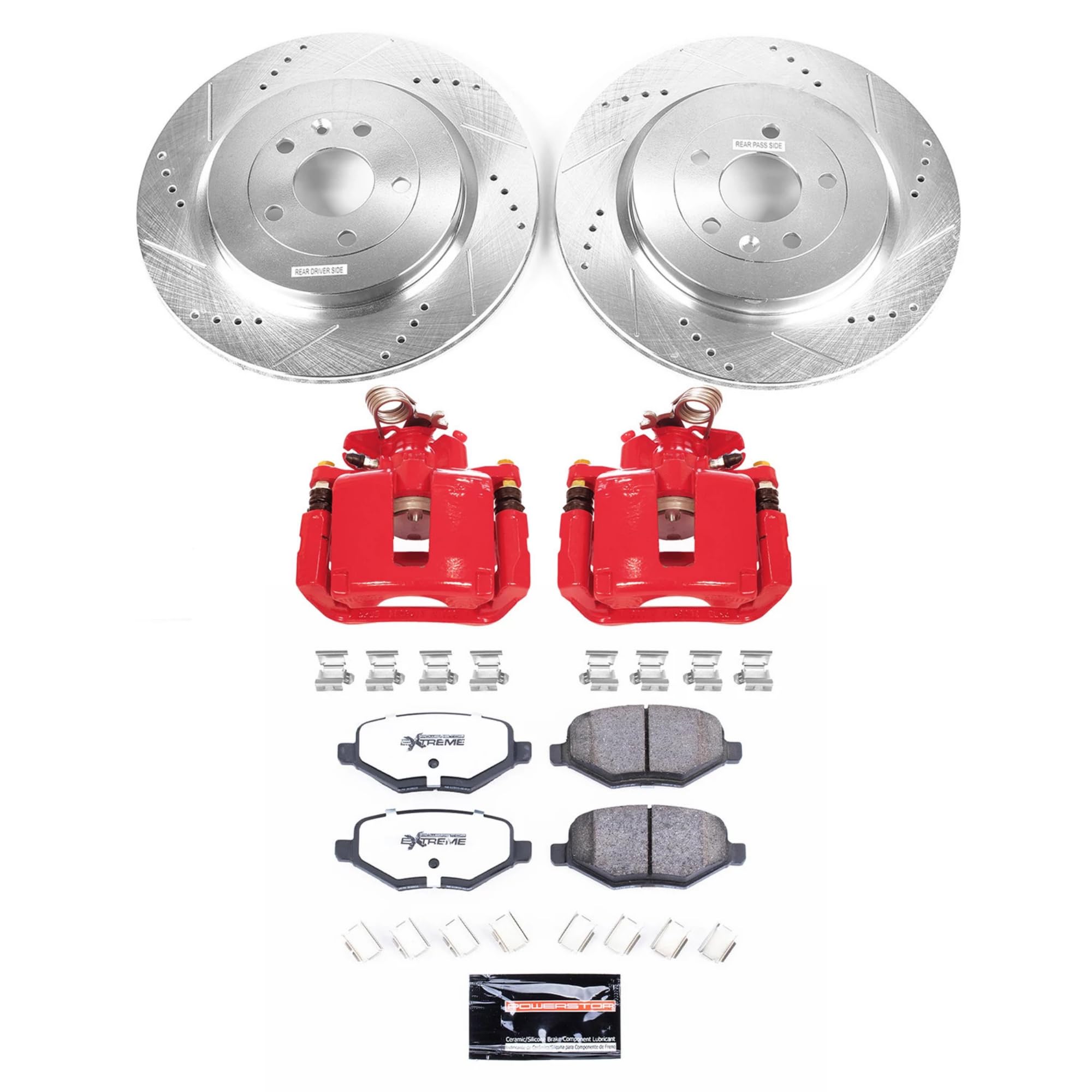 Power Stop Z36 Truck & Tow Brake Pad and Rotor Kit with Red Powder Coated Calipers Rear KC8964-36