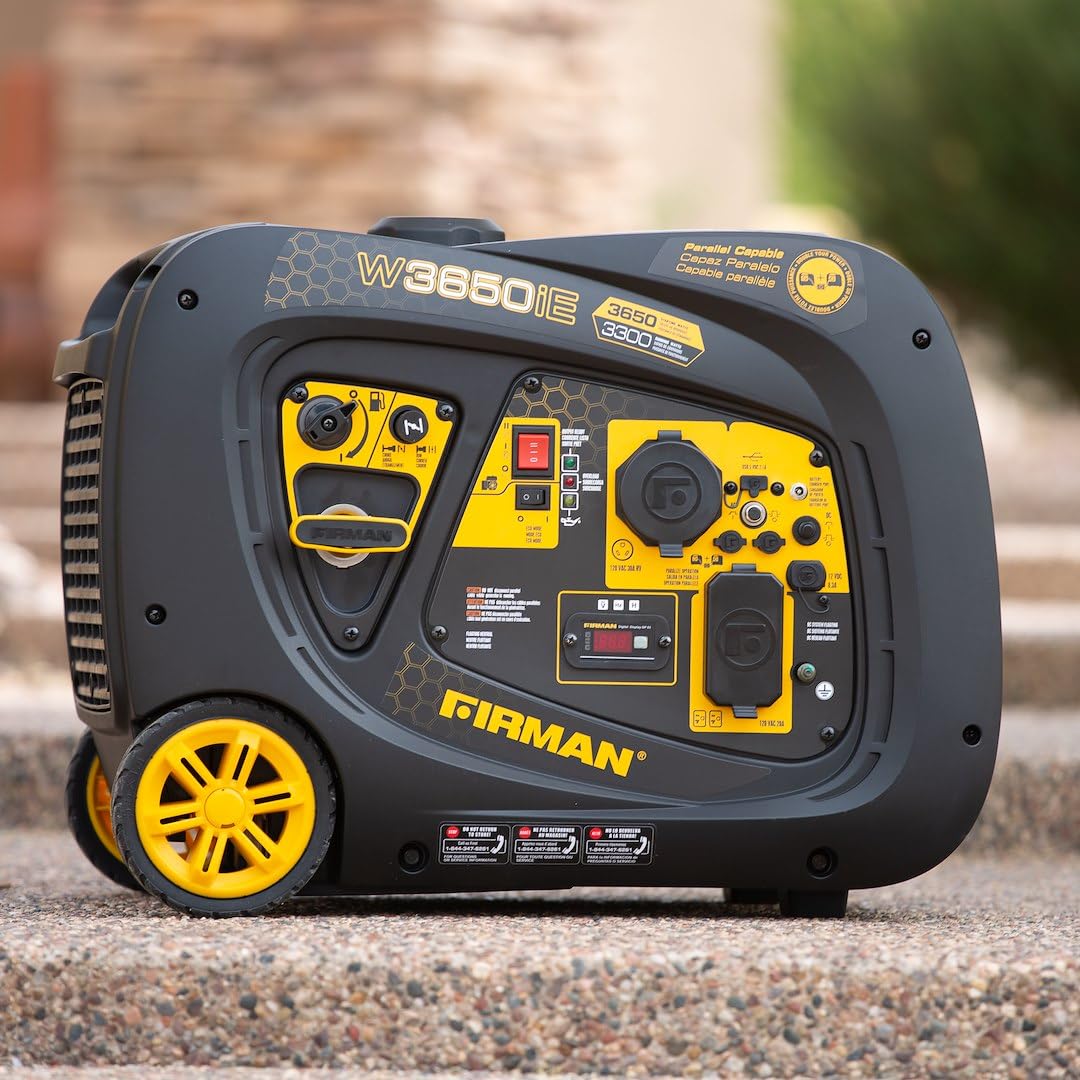 W03382 Firman Inverter 3650/3300W Electric Start Gasoline Powered Parallel Ready Portable Generator Black