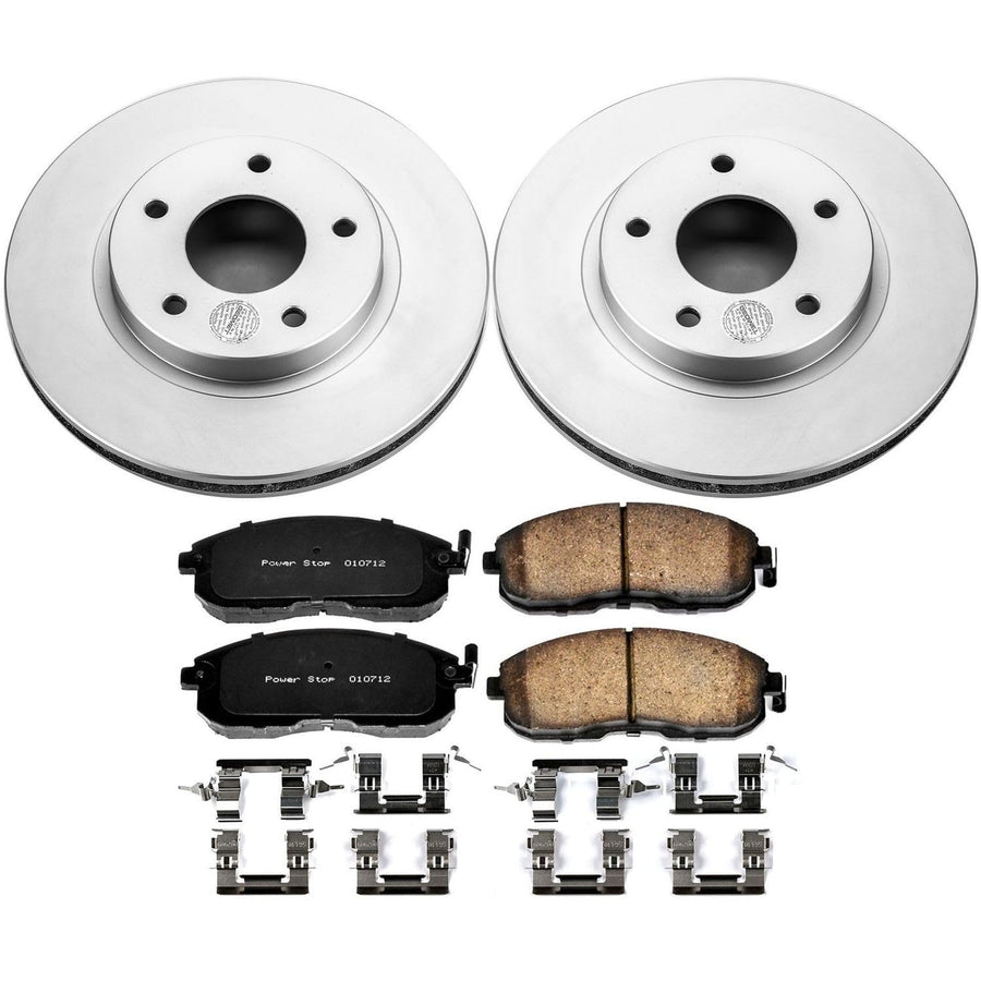 Power Stop Coated Brake Rotor and CRK3137 Ceramic Brake Pads- Front For Nissan Maxima 1999-2001 [Model Specific]