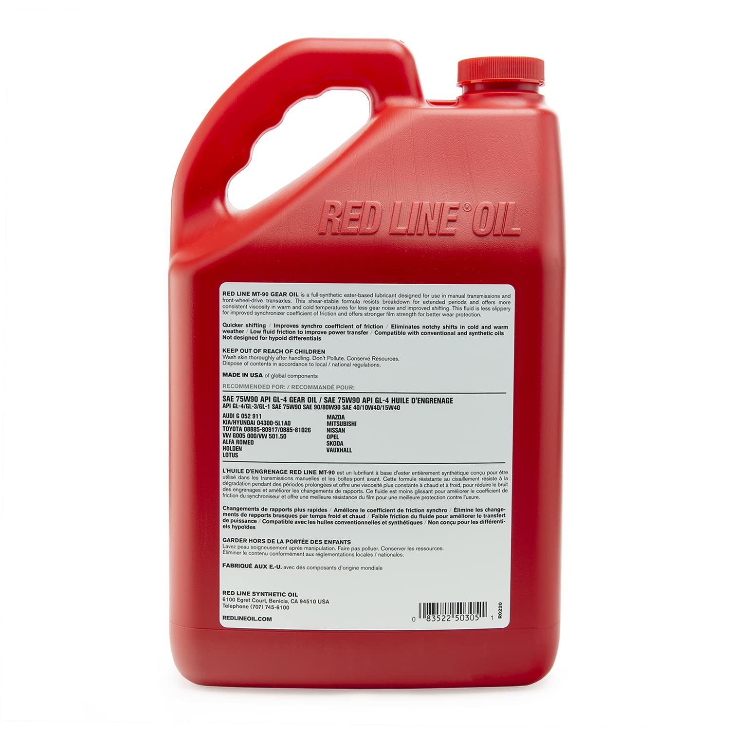 50305 Red Line MT-90 75W-90 GL-4 Manual Transmission and Transaxle Lubricant (MTL) - 1 Gallon