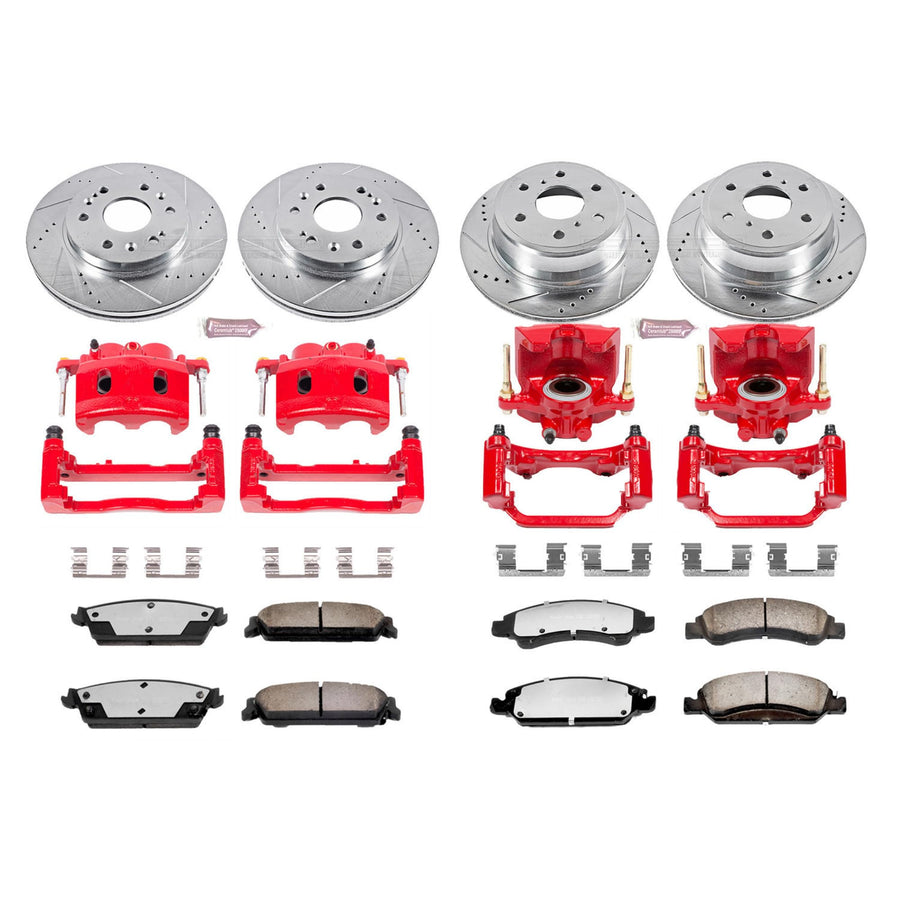 Power Stop Z36 KC2070-36 Brake Kit Front and Rear with Calipers Rotors Brake Pads For Escalade Silverado 1500 Suburban 1500 Tahoe Sierra 1500 Yukon XL 1500 Denali [Application Specific]