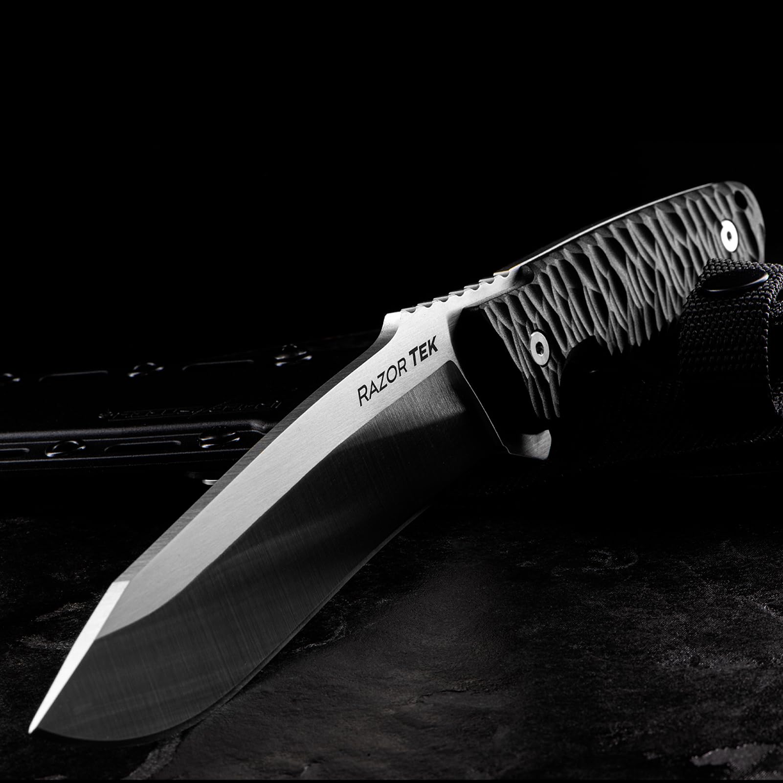 Razor Tek Cold Steel 6.5" 4116 Stainless Steel Recurve Fixed Blade EDC Outdoor Camping Hunting Utility Knife, 5 1/8" Ergonomic Textured Handle, Weather-Resistant Secure-Ex Sheath