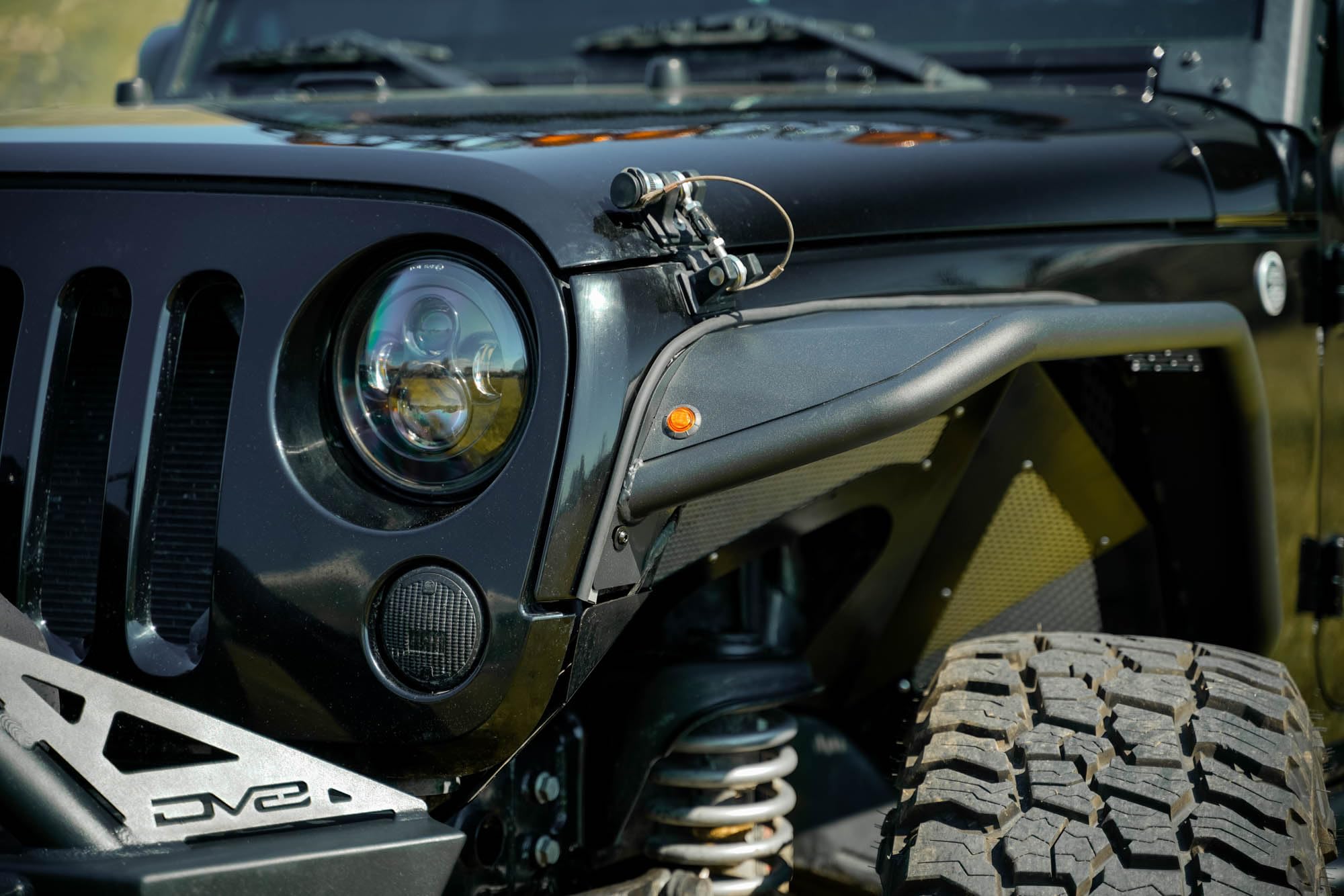 DV8 Offroad Fender Flares Spec Series for 2007-2018 Jeep Wrangler JK | Offers Improved Tire Clearance | Included Plug & Play Amber Marker Lights | Tube & Plate Steel Design | Black Powder Coat