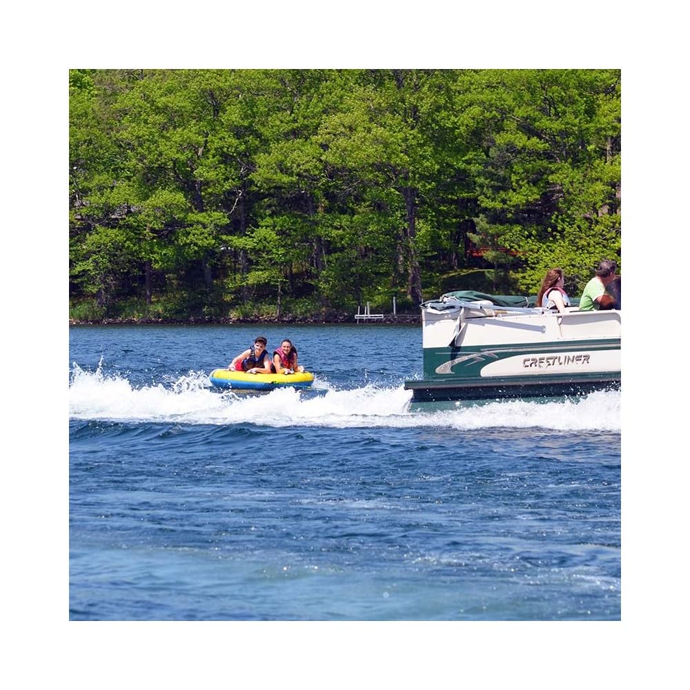 Rave Sports Boat Towable Tube Getaway for 1-2 Riders, Heavy-Duty Durable Construction for Pulling Behind Boat, Skim-Fast Bottom Coating for Extra Glide