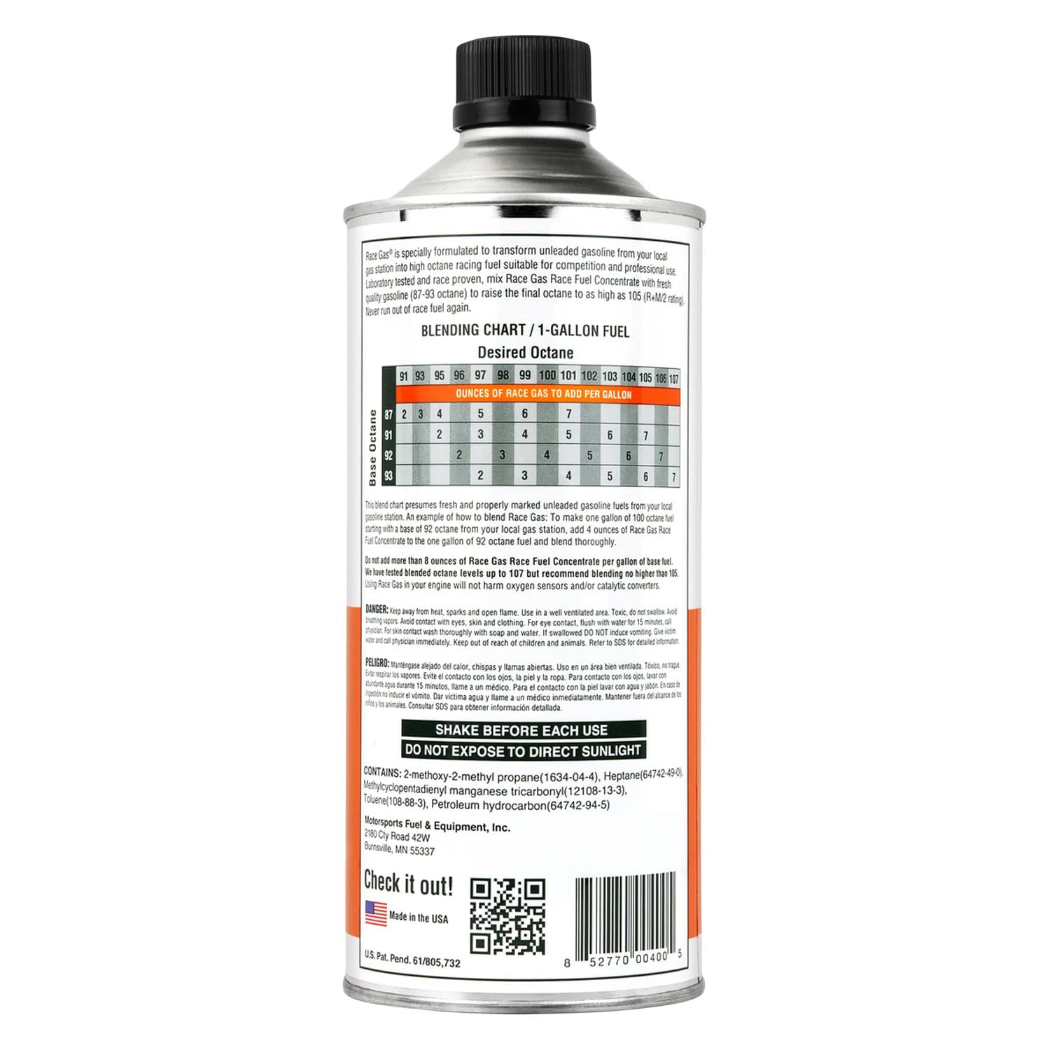 Fuel Concentrate RACE-GAS 100 to 105 Octane 6/32 oz Case
