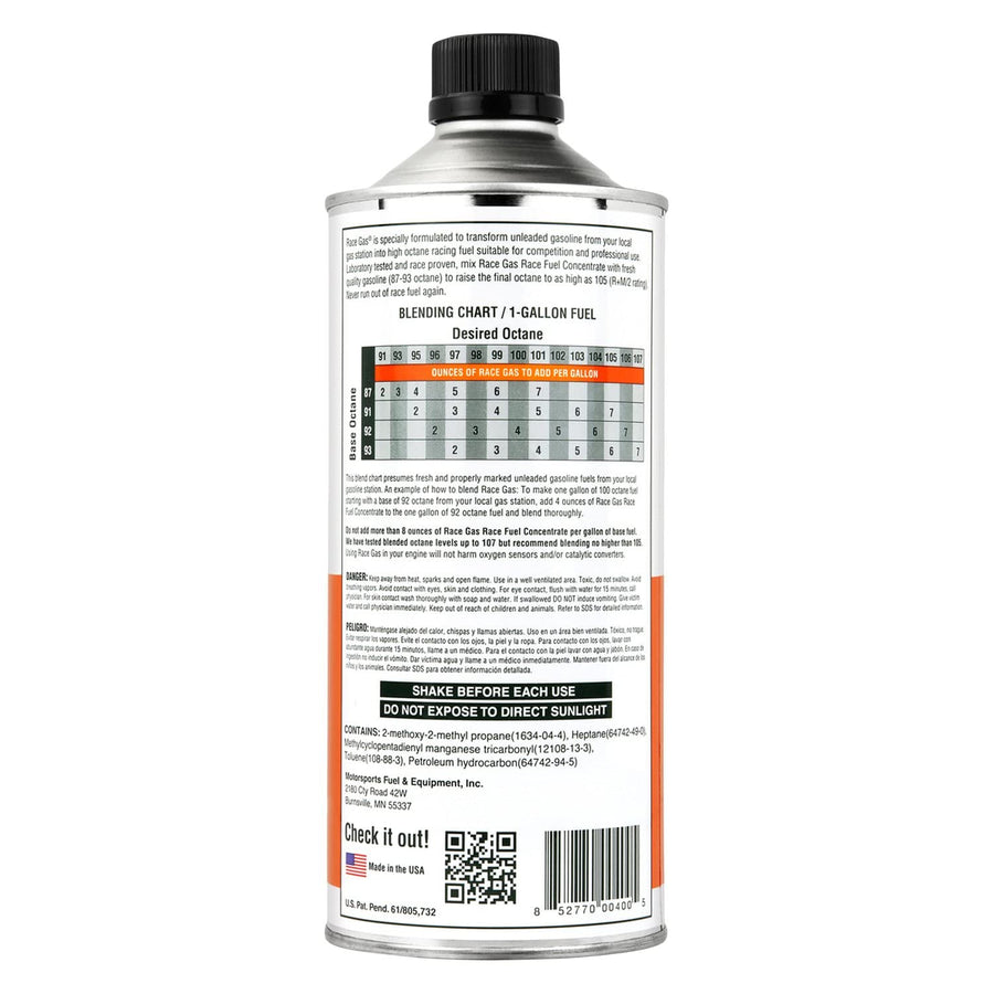 Fuel Concentrate RACE-GAS 100 to 105 Octane 6/32 oz Case