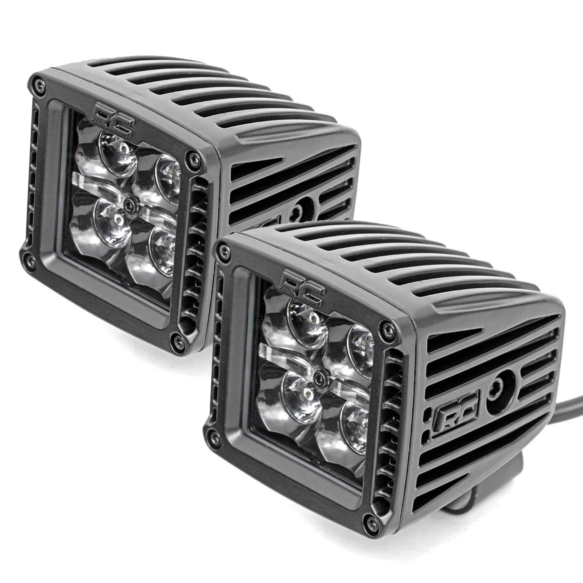 Black Series Rough Country 2-Inch LED Light Pods with White DRL - 3,600 Lumen Spot Beam, 40W CREE LEDs, Waterproof Off-Road Lights for Trucks, Jeeps, UTVs & 4x4s