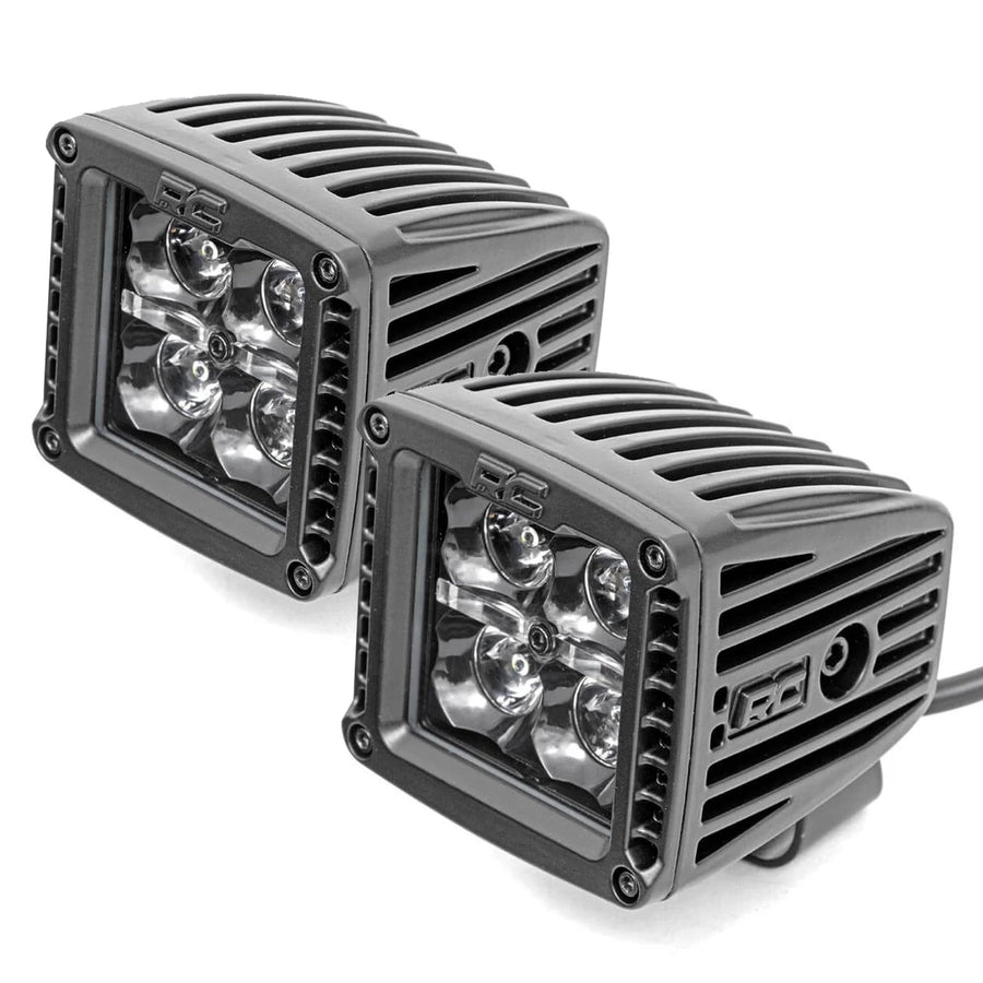 Black Series Rough Country 2-Inch LED Light Pods with White DRL - 3,600 Lumen Spot Beam, 40W CREE LEDs, Waterproof Off-Road Lights for Trucks, Jeeps, UTVs & 4x4s