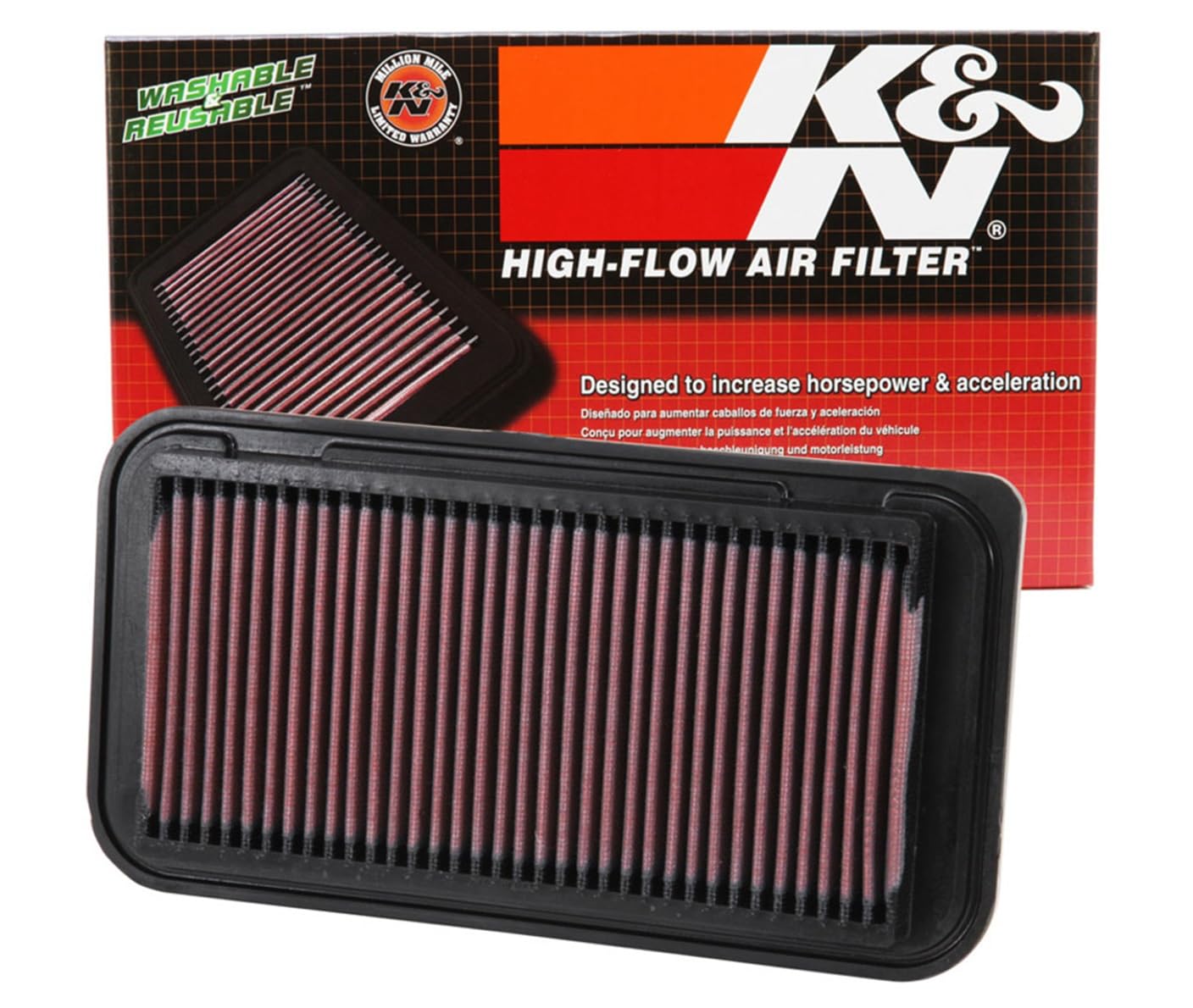 High-Flow K&N Original Lifetime Engine Air Filter: Increase Power: Premium, Washable: Compatible with 2000-2010 Lotus/Pontiac/Scion/Toyota: (See Product Description for Select Models) 33-2252