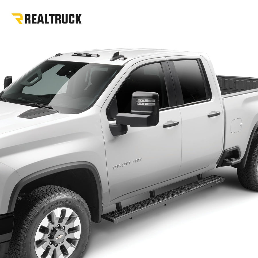 Growler Steps N-Fab | Textured Black, Cab Length | GFD09CC-TX | Fits 2009-2015.5 Dodge RAM 1500, 2010-2019 RAM 2500 / 3500 Crew Cab