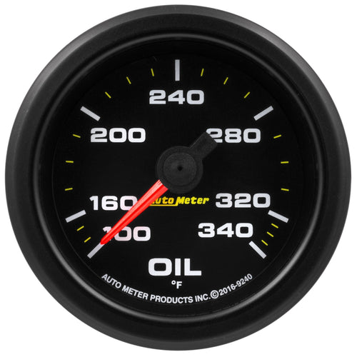 Oil Temp AutoMeter 9240 Gauge, 2 1/16", 340ºf, Stepper Motor W/Peak & Wrn, Extreme Environment