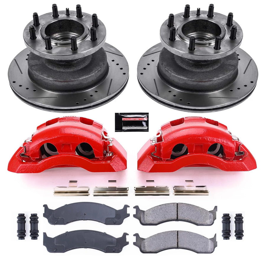 Z23 Evolution Power Stop KC5084A Front Brake Caliper Kit-Brake Rotors, Carbon-Fiber Ceramic Brake Pads, Calipers For E-350 Econoline Club Wagon, E-350 Super Duty, E-450 Super Duty [Model Specific]