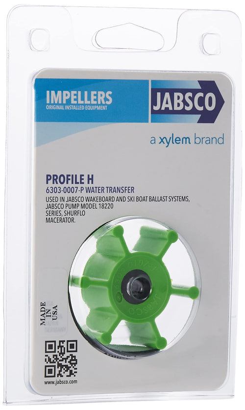 Jabsco 6303-0007-P, Drive Type 4, Urethane, 6 Blade, 2 Diameter, 7/8 Width, 5/16 Shaft, Plastic Insert