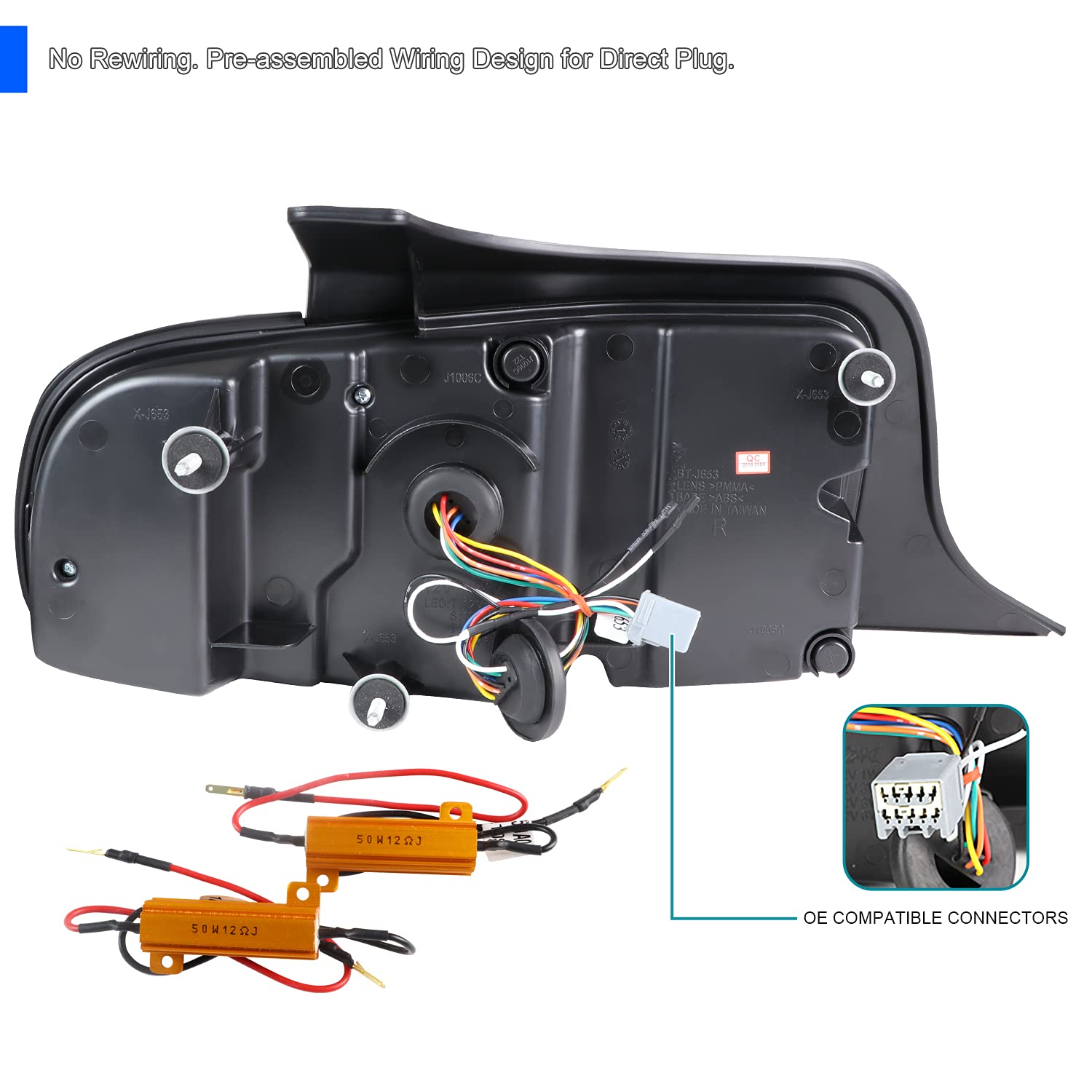 Sequential LED Signal Tail Lights SPEC-D TUNING Black Compatible with 2010-2012 Ford Mustang, Left + Right Pair Assembly