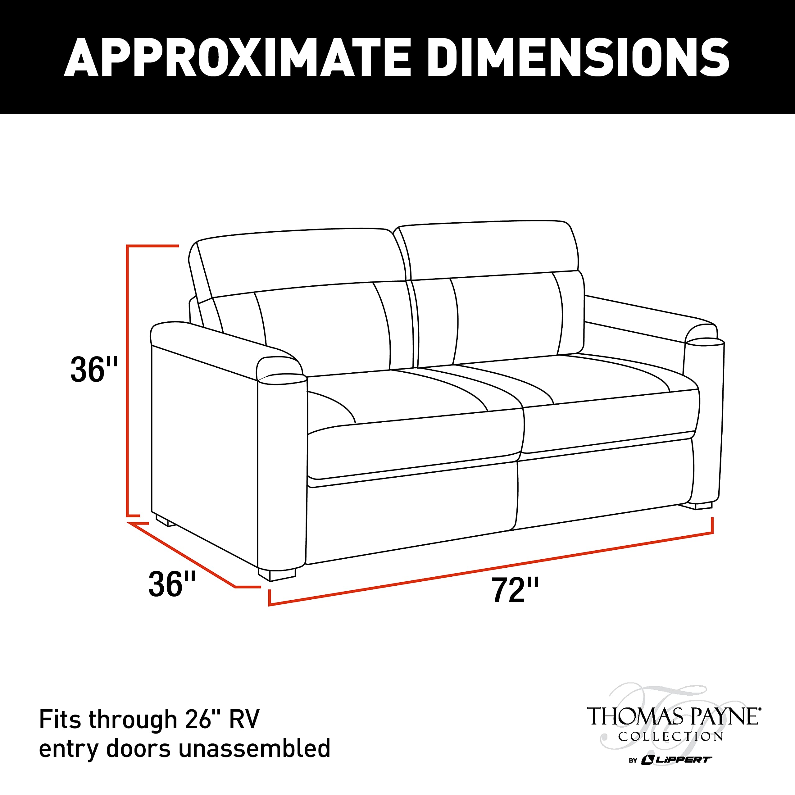 Tri-Fold Sofa 72" for 5th Wheel RVs, Travel Trailers and Motorhomes