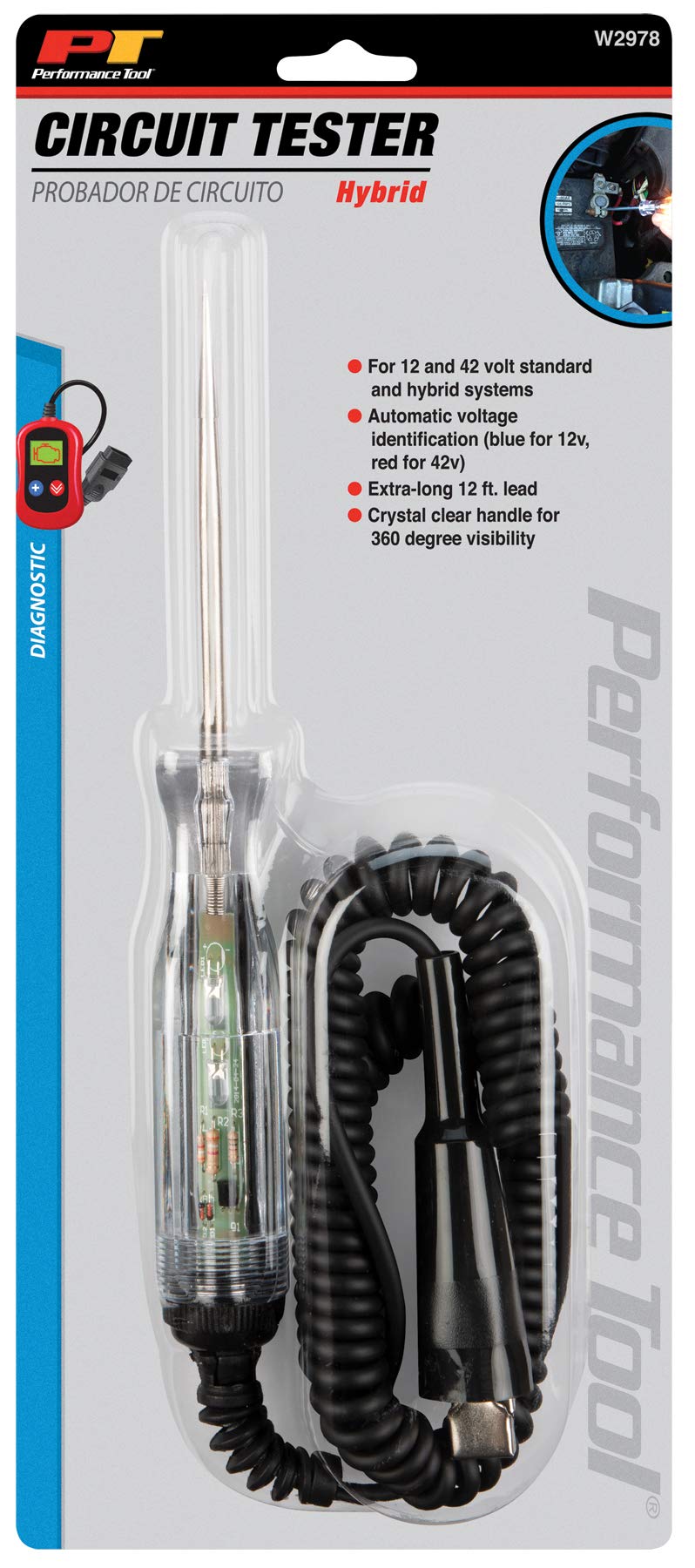 Hybrid Circuit Tester Performance Tool W2978 (12/42 Volt) With 12' Recoil Cord