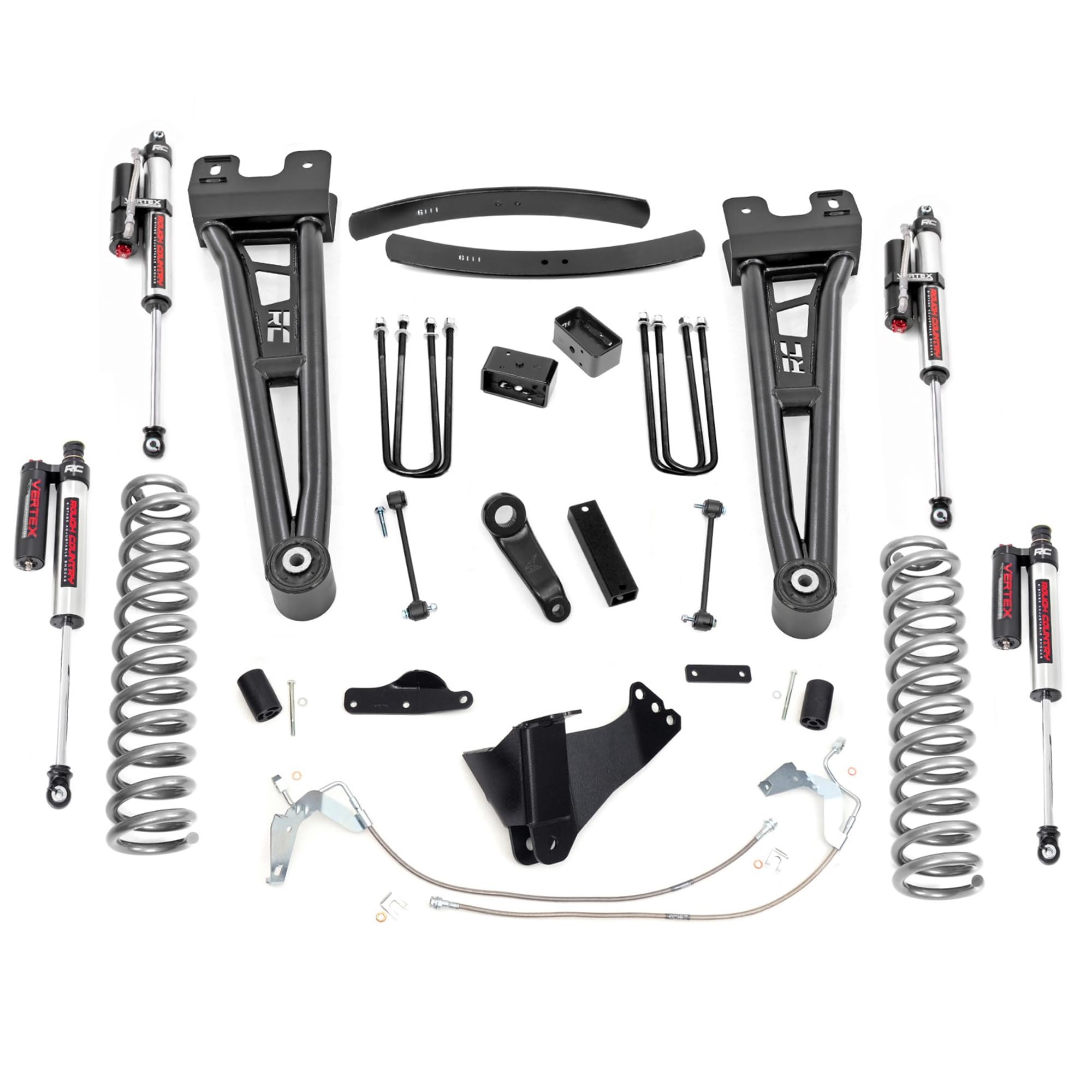 Rough Country 6 Inch Lift Kit with Reservoir Vertex Shocks for Ford F-250/F-350 Super Duty (2008-2010) - Gas Models, Includes Radius Arms